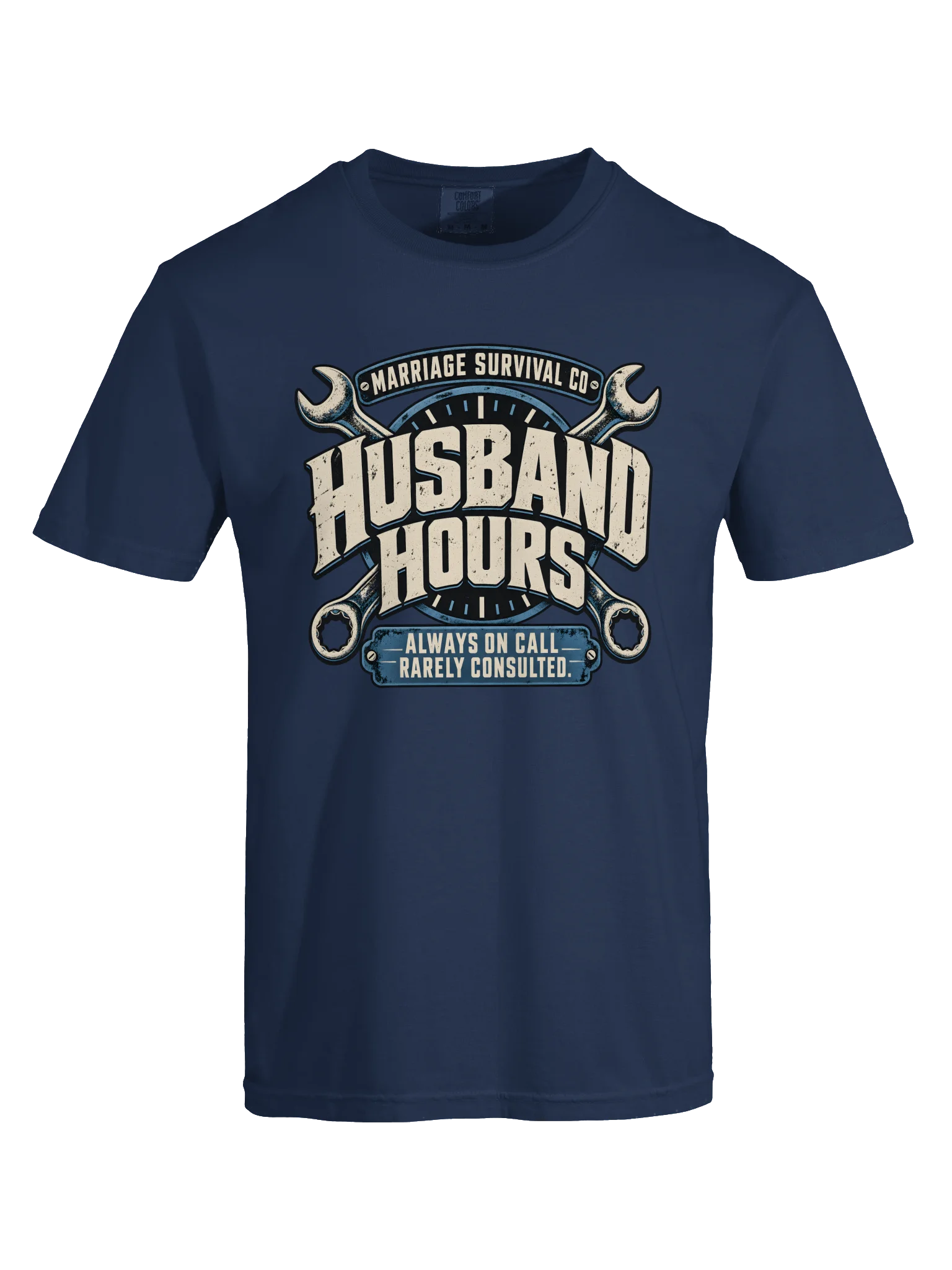 Husband Hours T-Shirt — Always On Call, Rarely Consulted | True Navy product image (9)