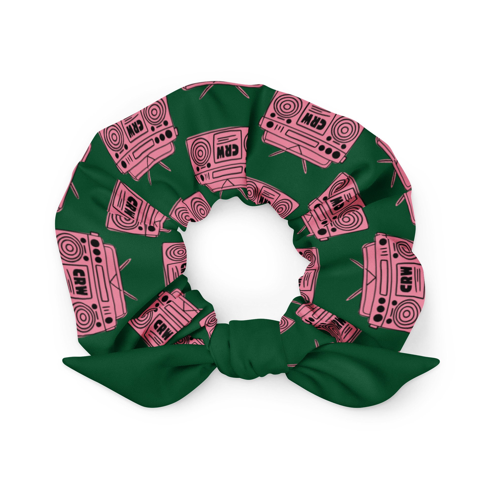 The "Studio-Ready" Logo Scrunchie - Emerald & Pink Boombox Edition product image (1)