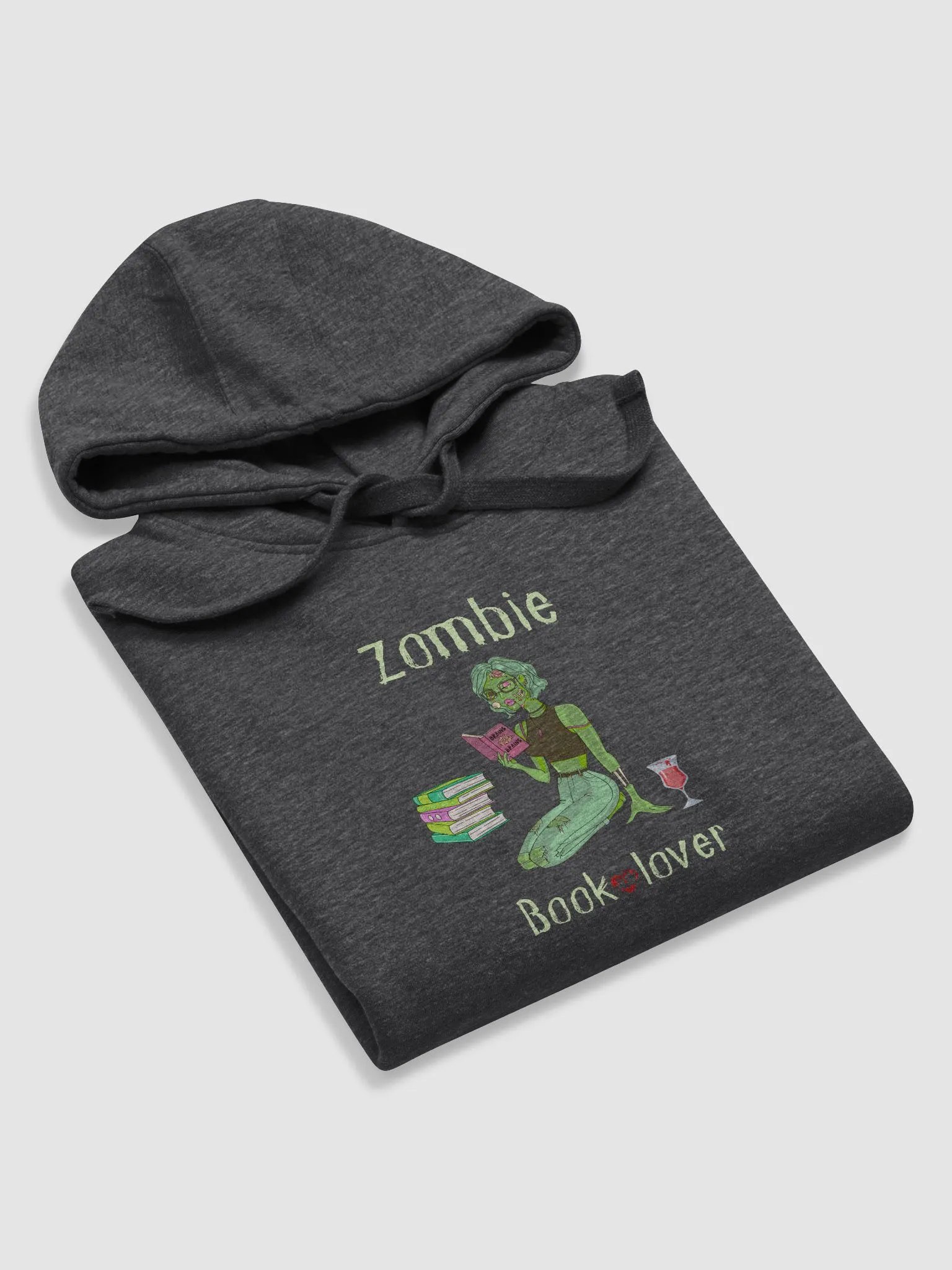Zombie Book Lover Grey Unisex Hoodie product image (5)