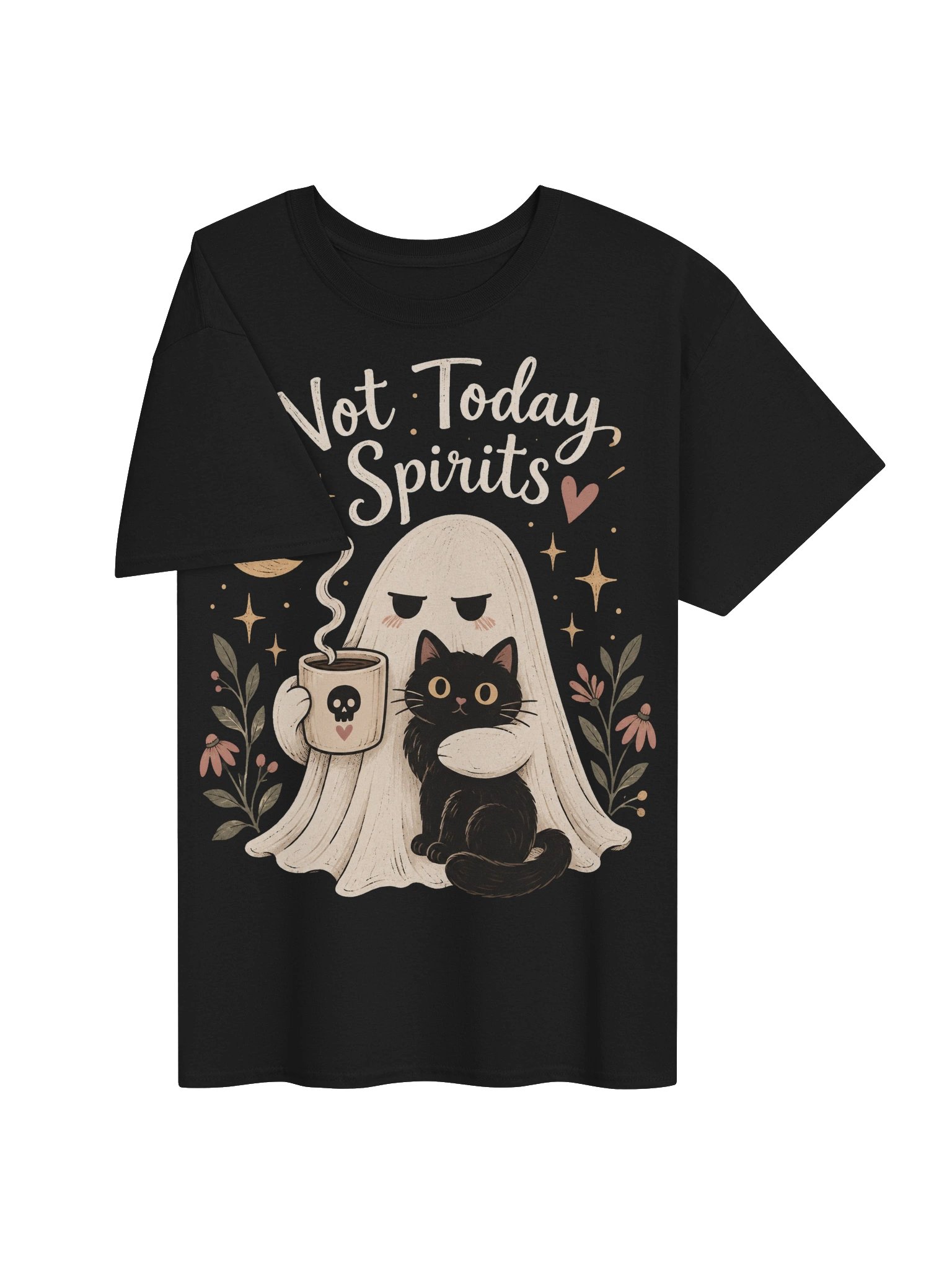Not Today, Spirits T-Shirt – Cute Ghost & Black Cat Halloween Tee product image (3)