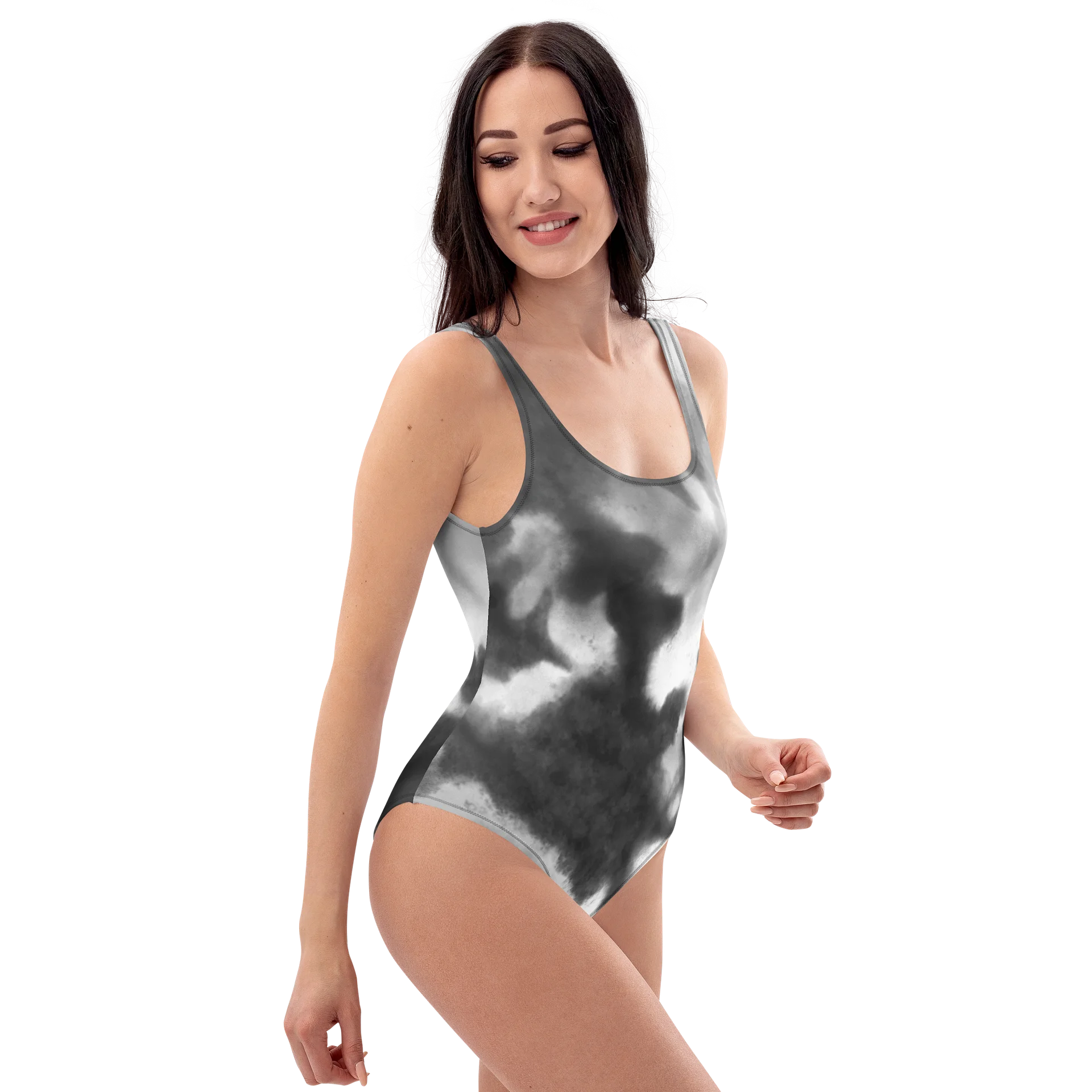His House Womens One Piece Swimsuit - B&W Tie Dye product image (3)