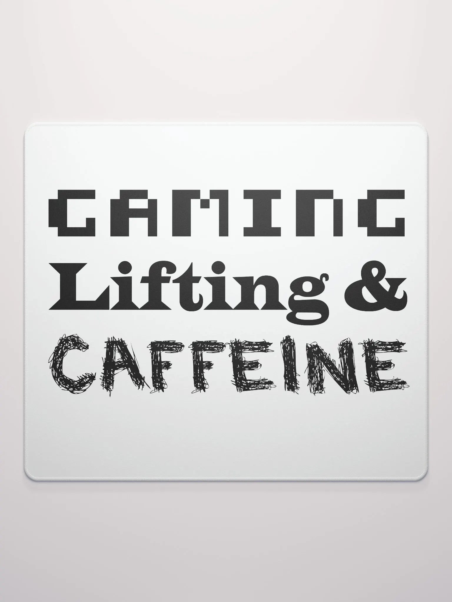 Gaming, Lifting & Caffeine Mouse Pad - Black Lettering product image (2)