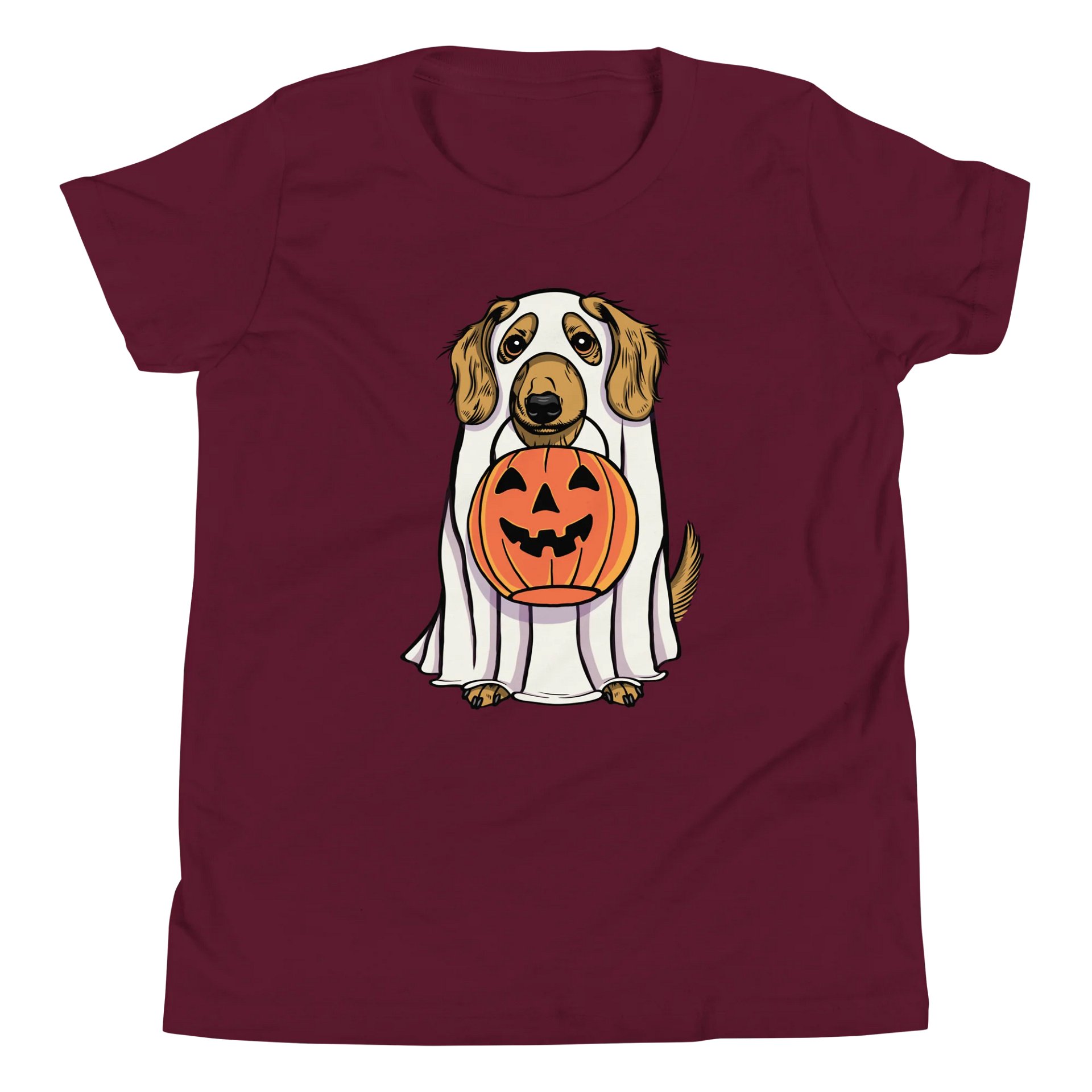 Halloween Longhaired Dachshund(Fawn) Youth T-Shirt product image (5)