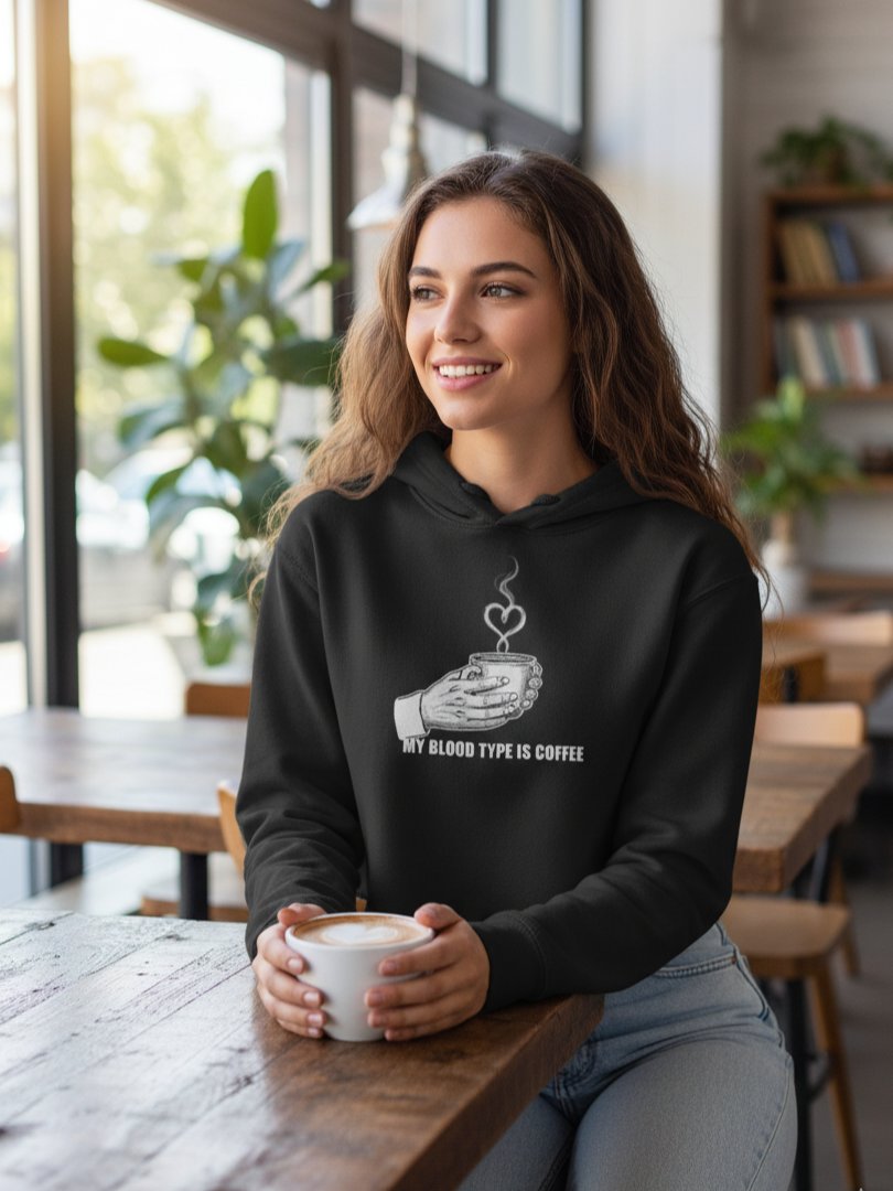 My Blood Type is Coffee | Woman's Hand Minimalist Crop Hoodie product image (18)