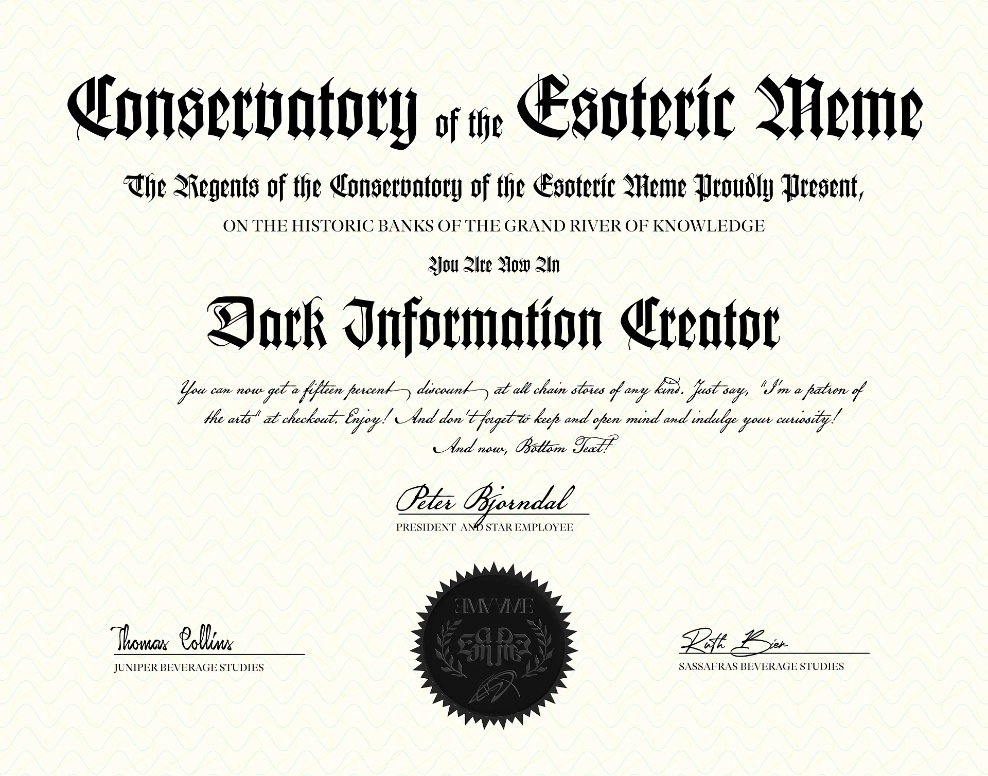 Dark Information Creator Certificate (Digital) product image (1)