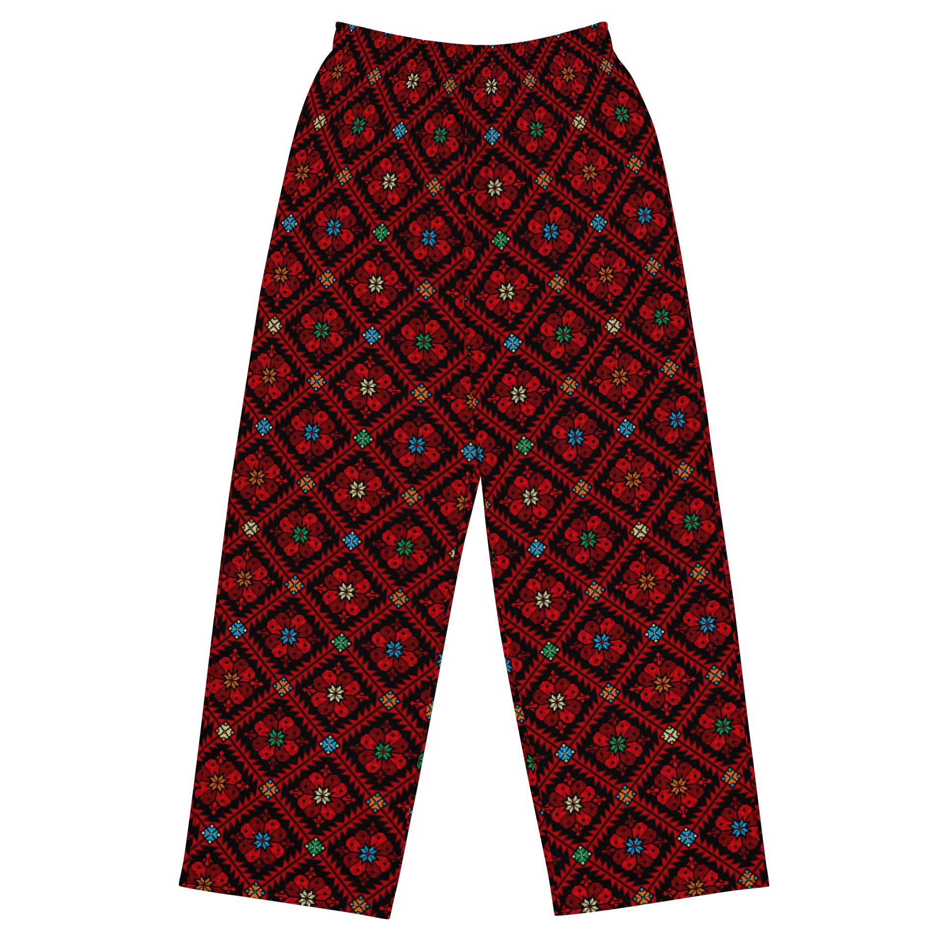 Red Tatreez Wide Leg Unisex Pants product image (1)
