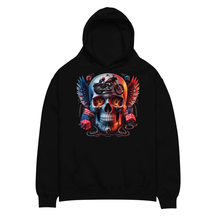 Fire and Fury Skull Motorcycle Unisex Hoodie #24 product image (2)
