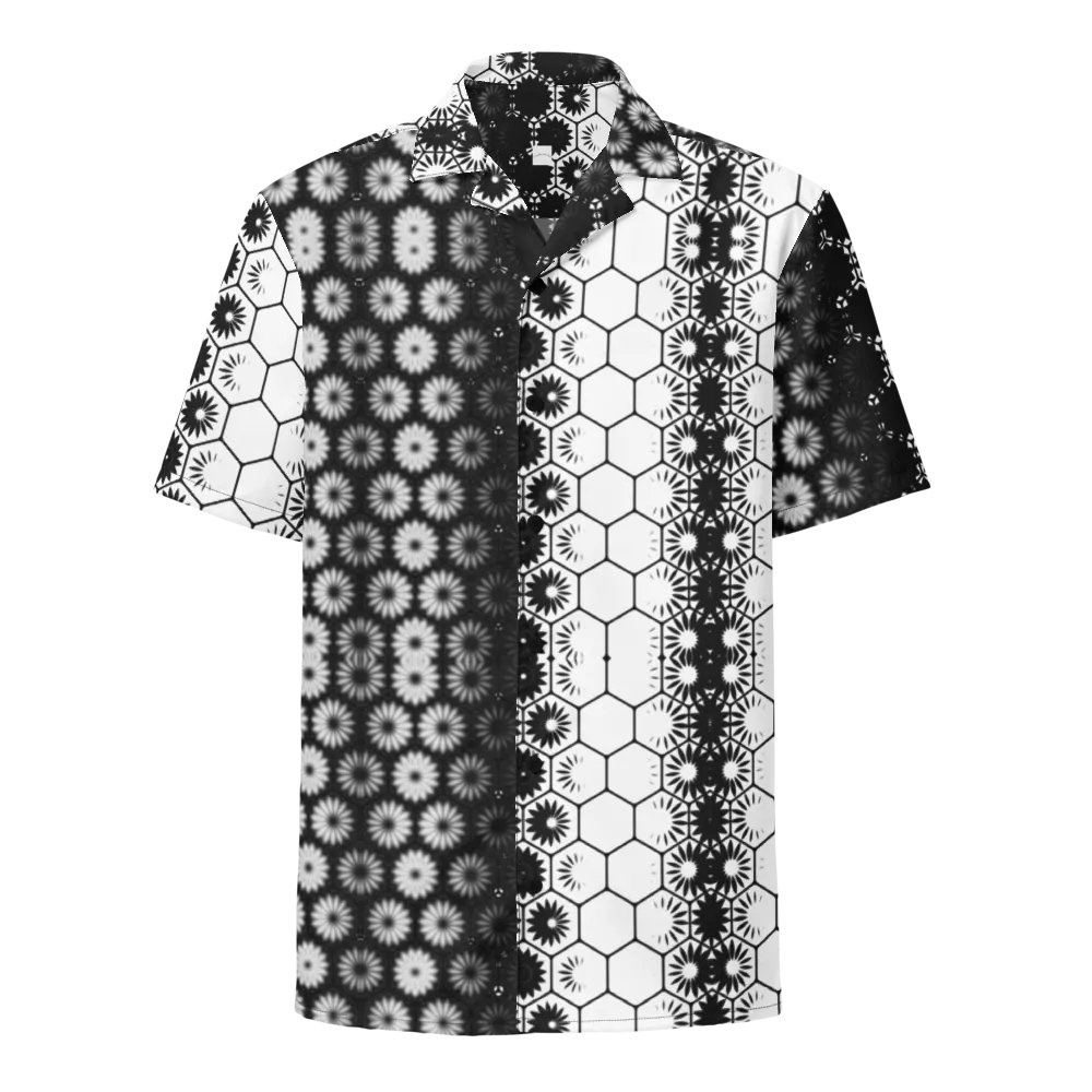 Button Up, Hawaiian Style, Black and White, Shirt product image (1)