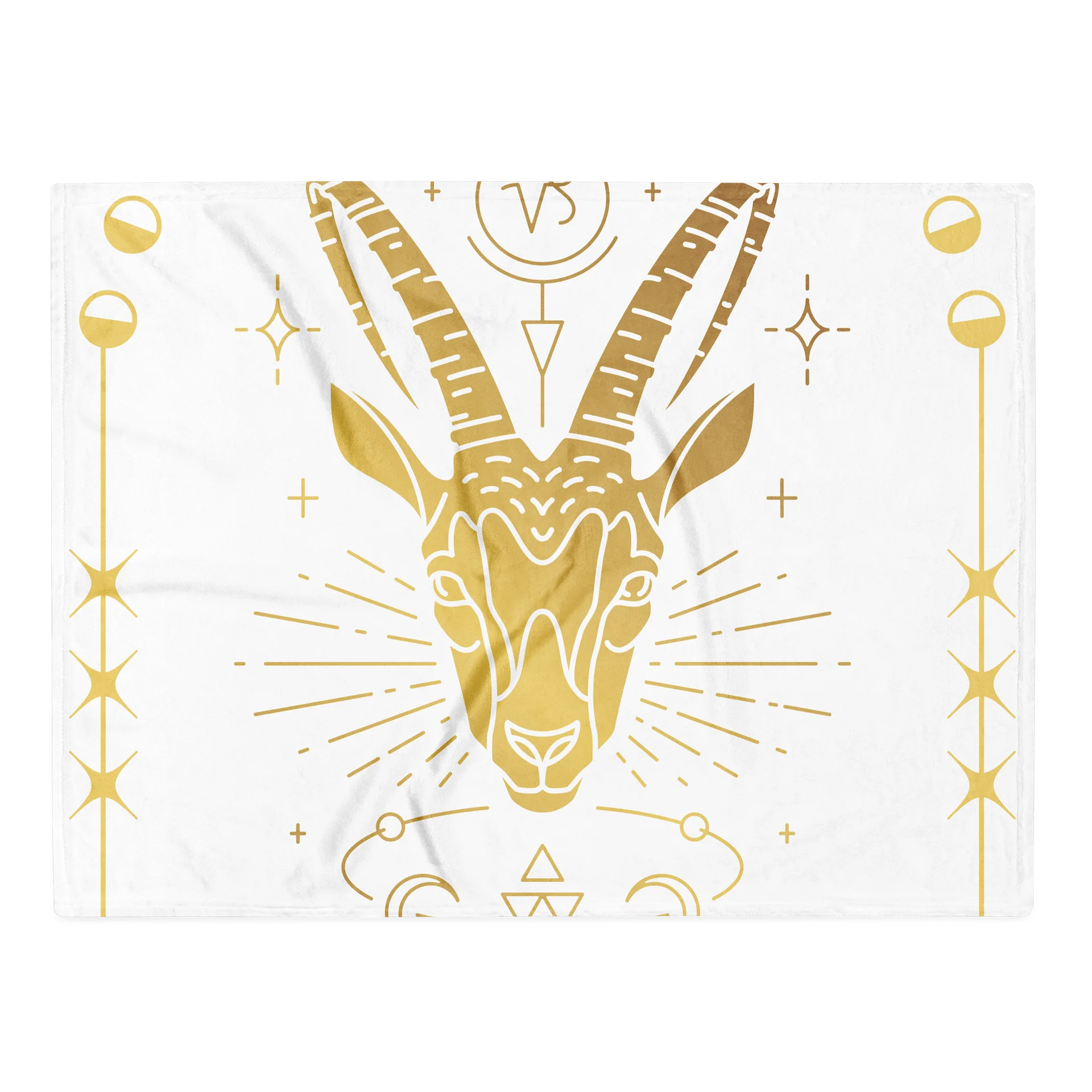 Aries Zodiac Blanket — Gold & White Ram Pencil Art Throw for Witchy Bedroom Décor product image (2)