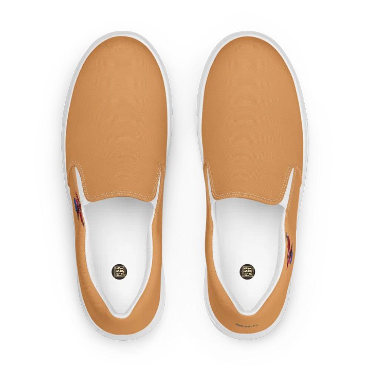 North Korean Flag Map Men's Slip-On Canvas Shoes product image (2)
