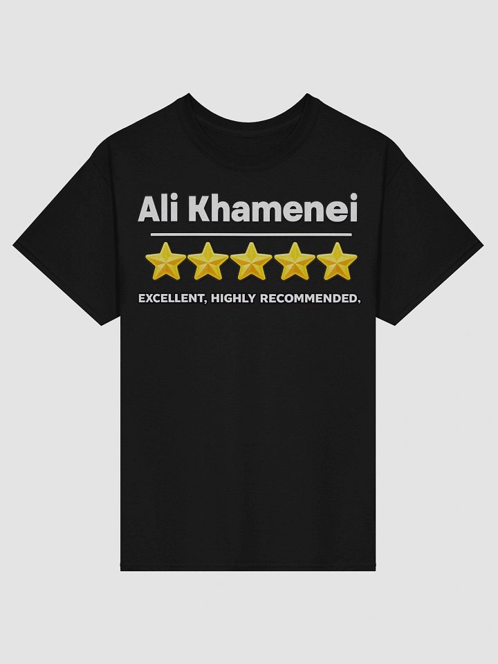 Ali Khamenei 5-Star Review Satire T-Shirt - Funny Political Tee product image (1)