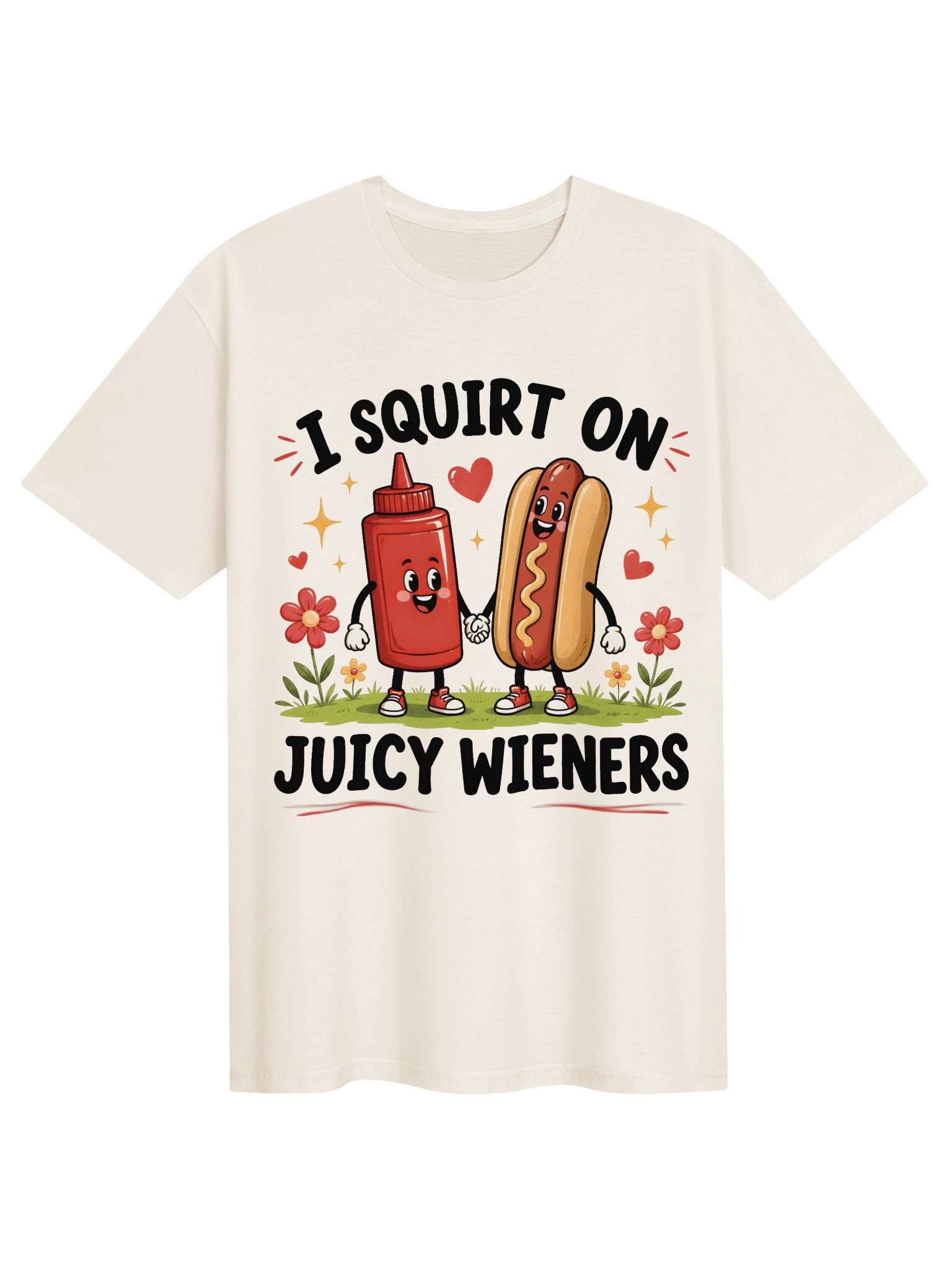 I Squirt on Juicy Wieners Funny Hot Dog & Ketchup T-Shirt product image (3)
