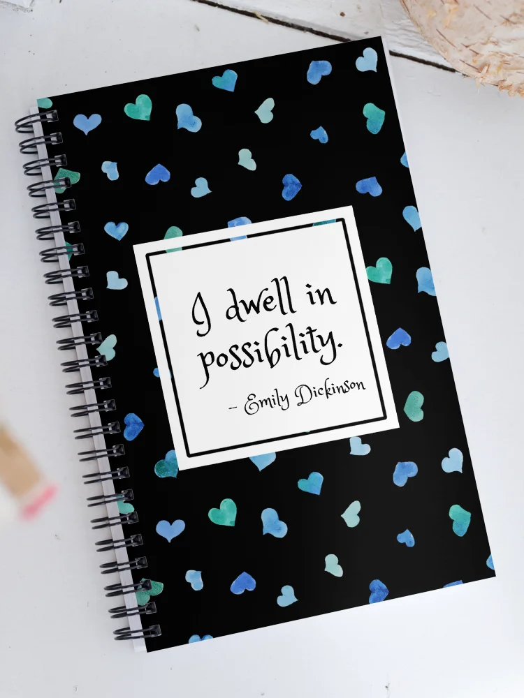 I Dwell in Possibility Quote on Hearts Notebook product image (1)