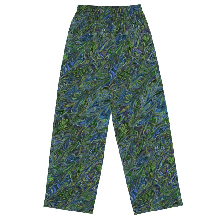Green Blue Liquid Abstract Wideleg Pants product image (1)