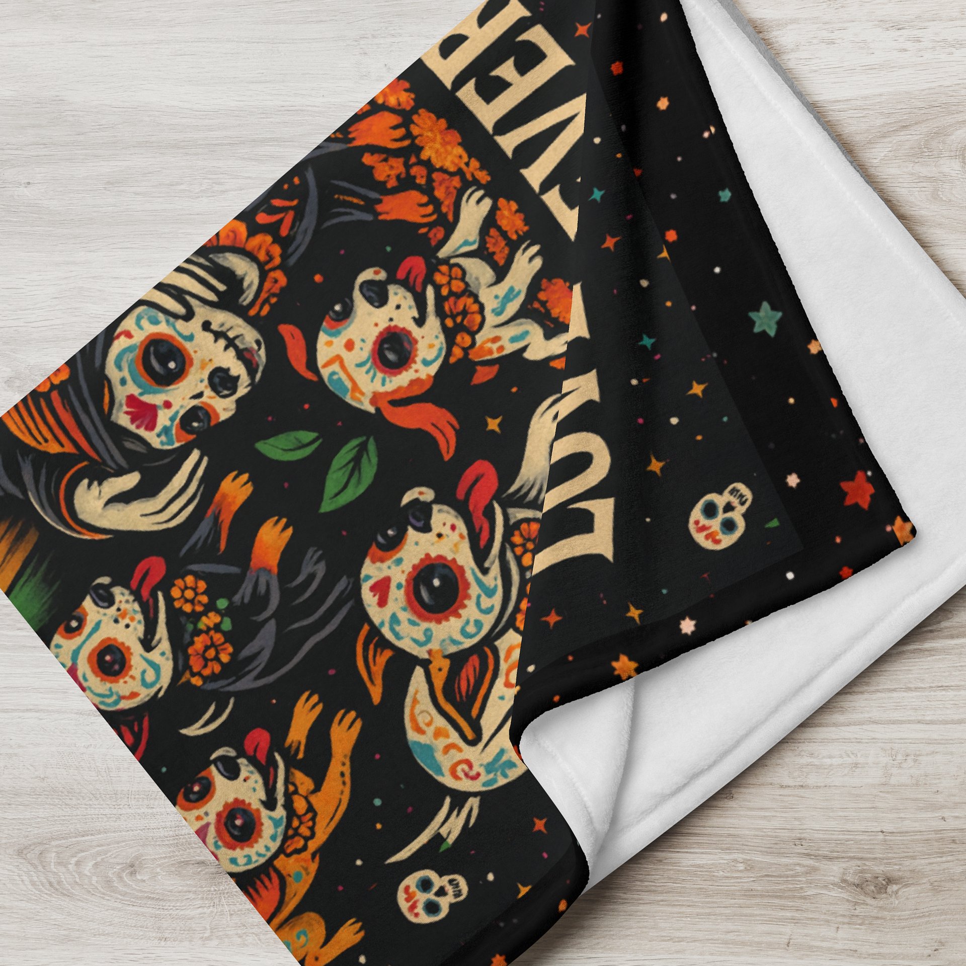 Love Never Dies – Day of the Dead Dog Blanket | Calavera Pet Art Throw product image (6)