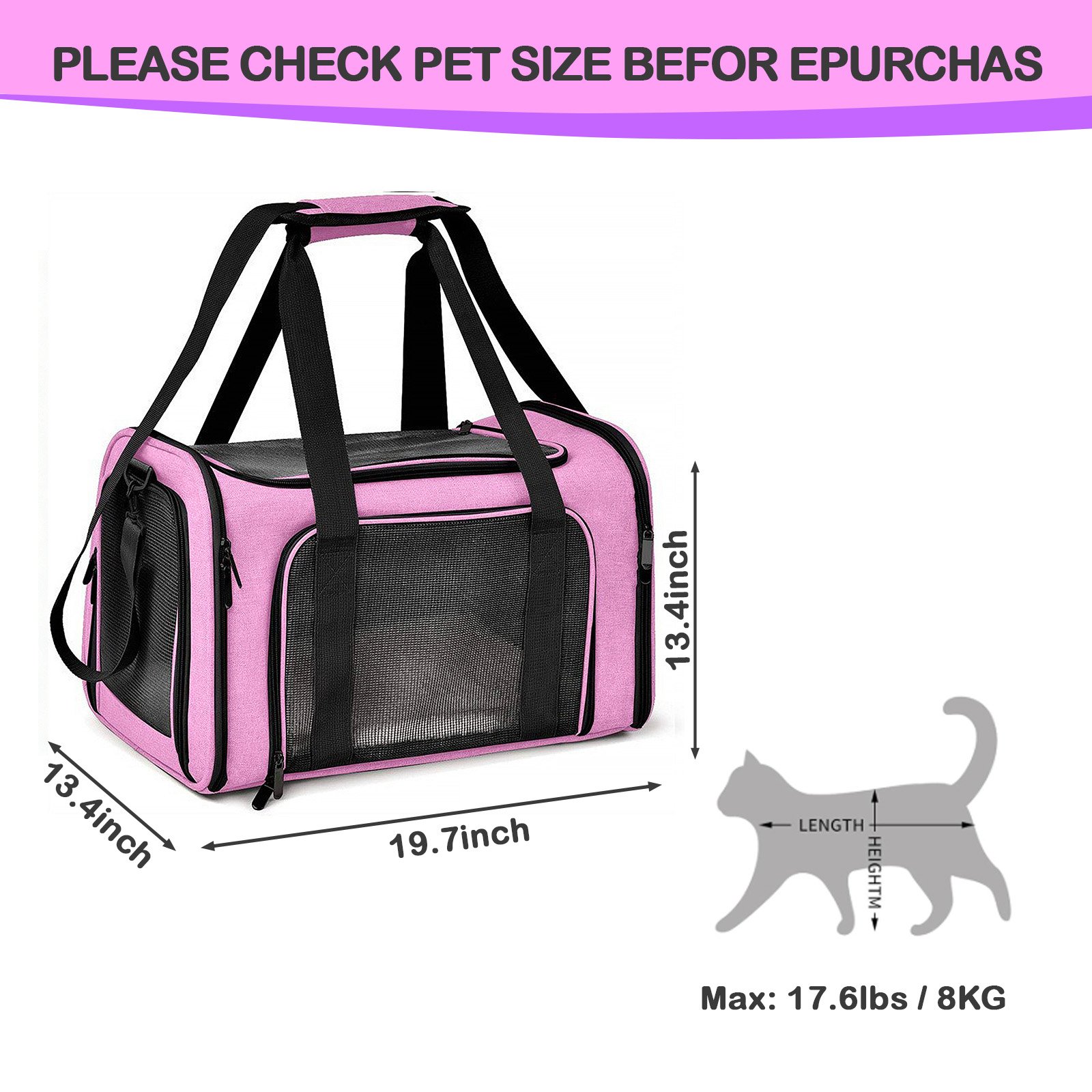 Cat Carriers Dog Carrier Pet Carrier For Small / Medium Cats Dogs Puppies (Up To 15lbs),Small Dog Carrier Soft Sided, Collapsible Waterproof Travel Puppy Carrier -Pink product image (5)