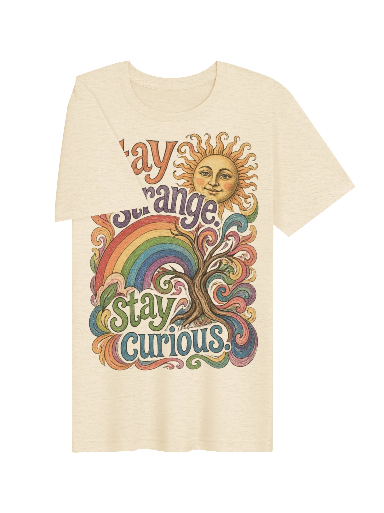 Stay Strange, Stay Curious Psychedelic Rainbow Tee product image (4)