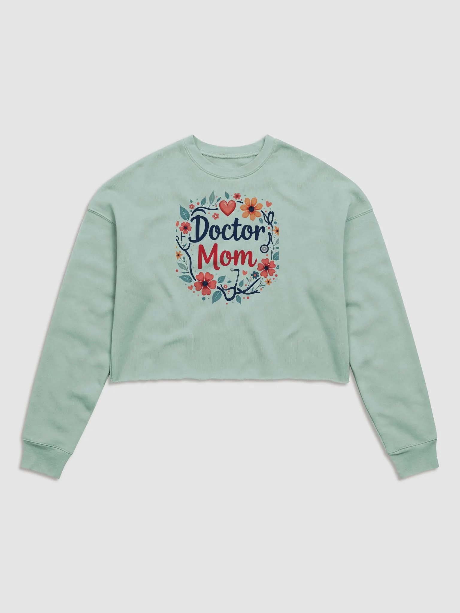 Doctor Mom Floral Fleece Crop Sweatshirt product image (1)