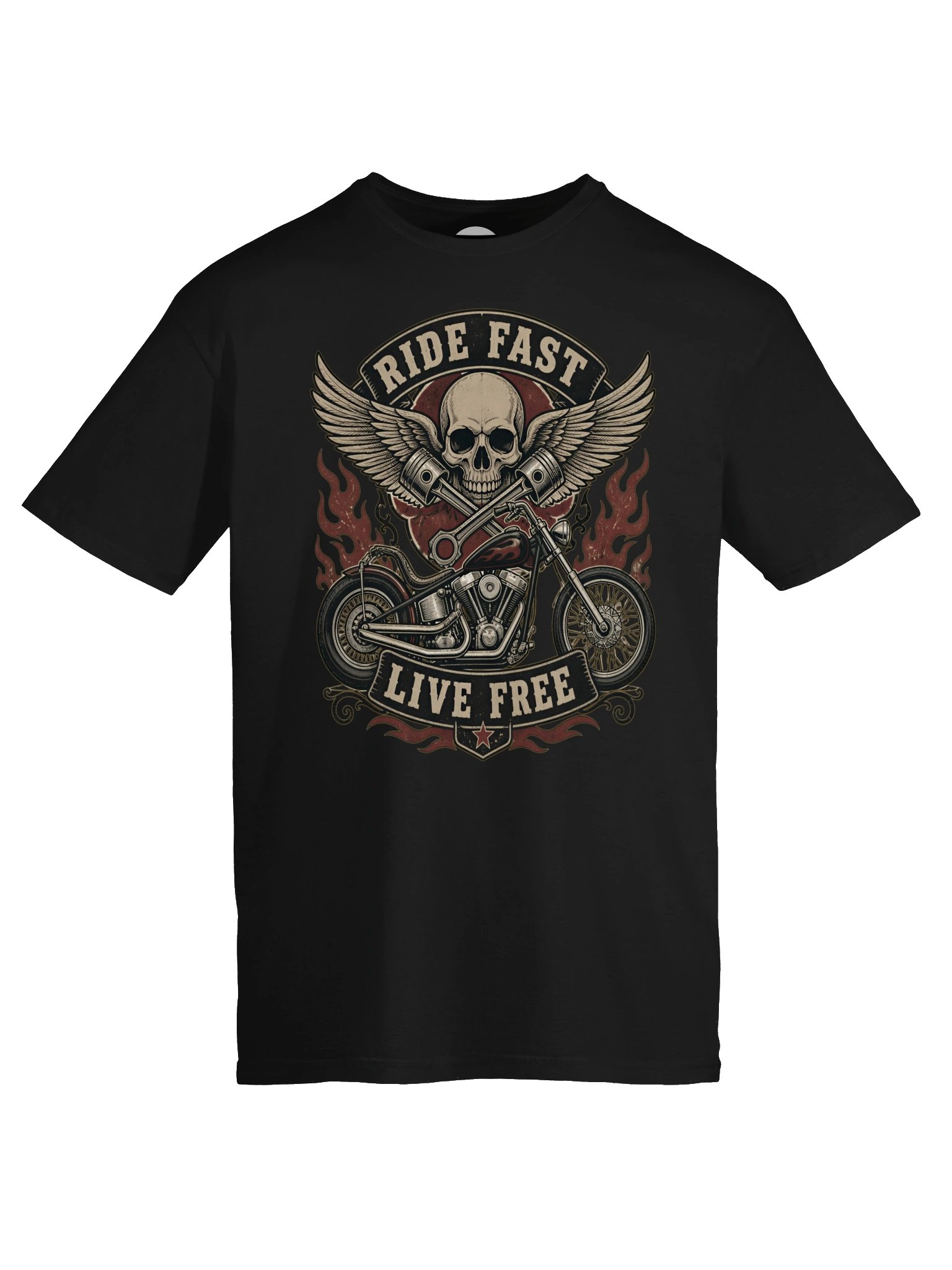 Ride Fast Live Free Biker Skull Tee product image (5)