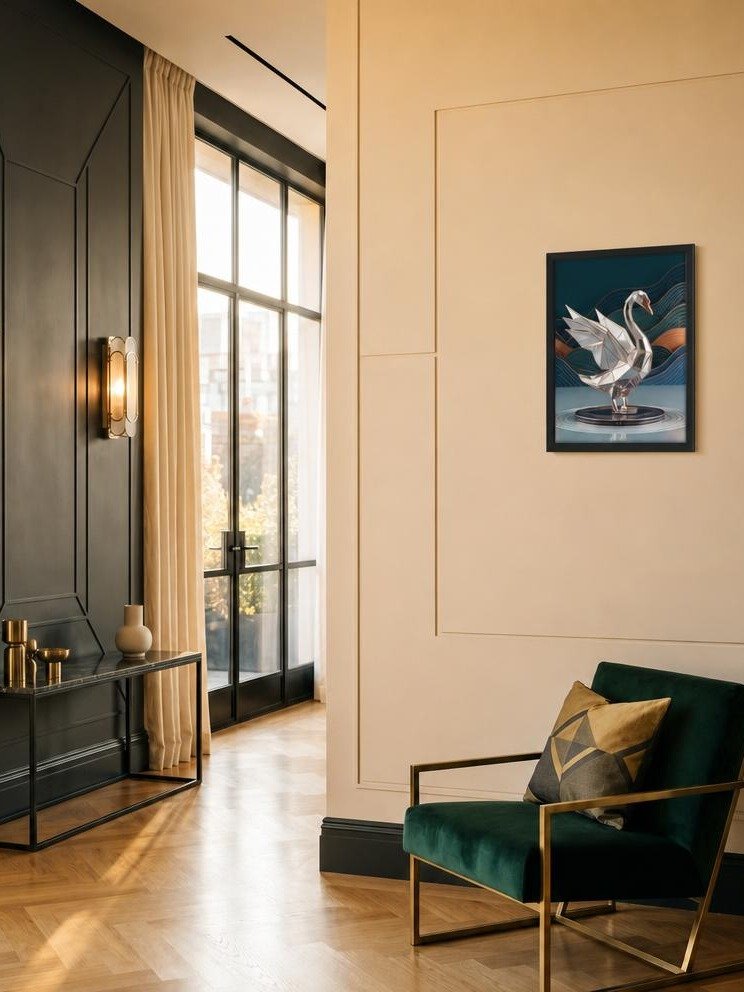 Geometric Metallic Swan Framed Poster - Neo-Deco Wall Art product image (21)