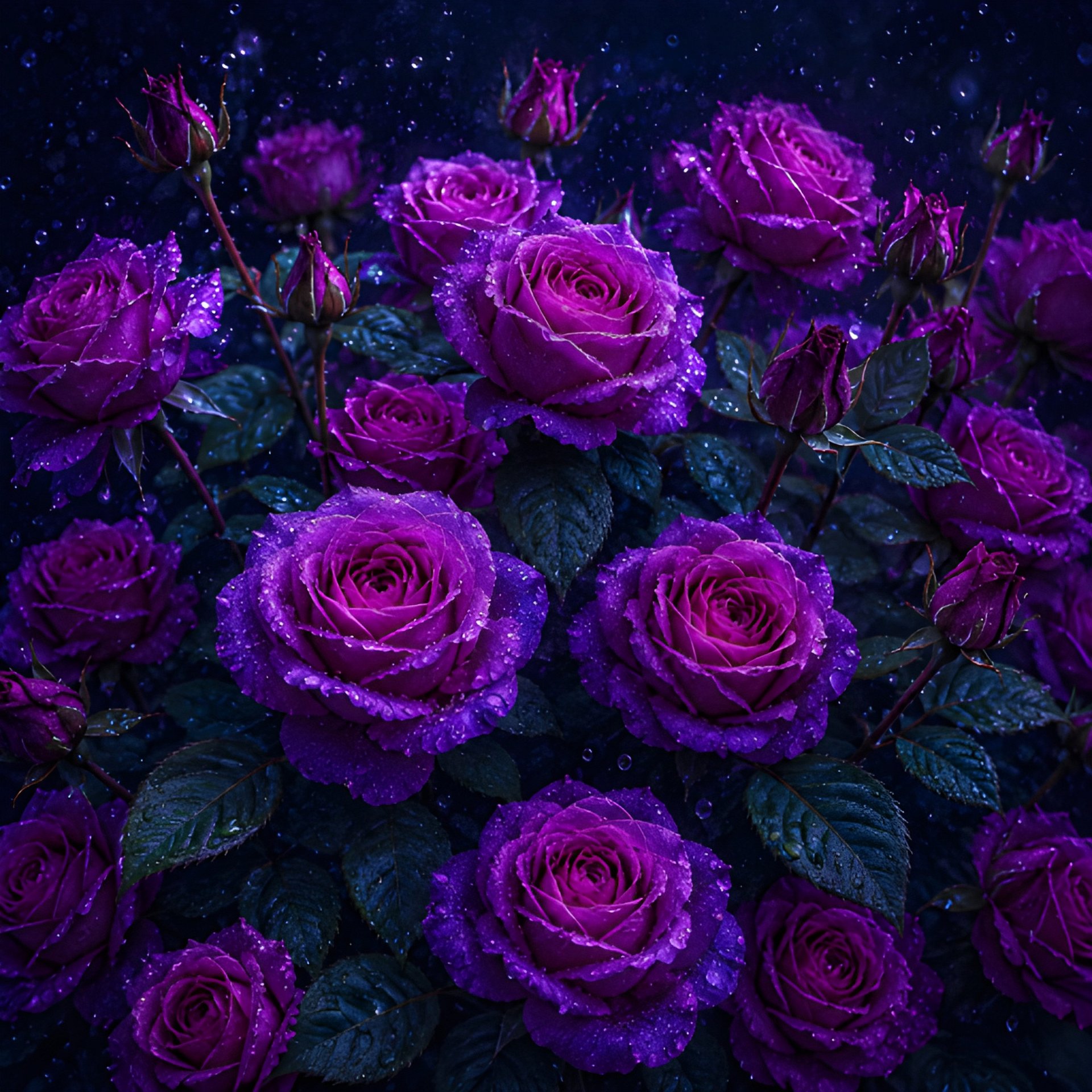 Purple Rose Wall Art Print, Rainy Floral Poster, Romantic Violet Flower Decor, 10x10 Gift product image (2)
