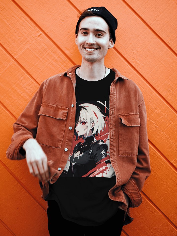 Crimson Gaze Cyberpunk Rebel Anime Graphic T-Shirt product image (1)