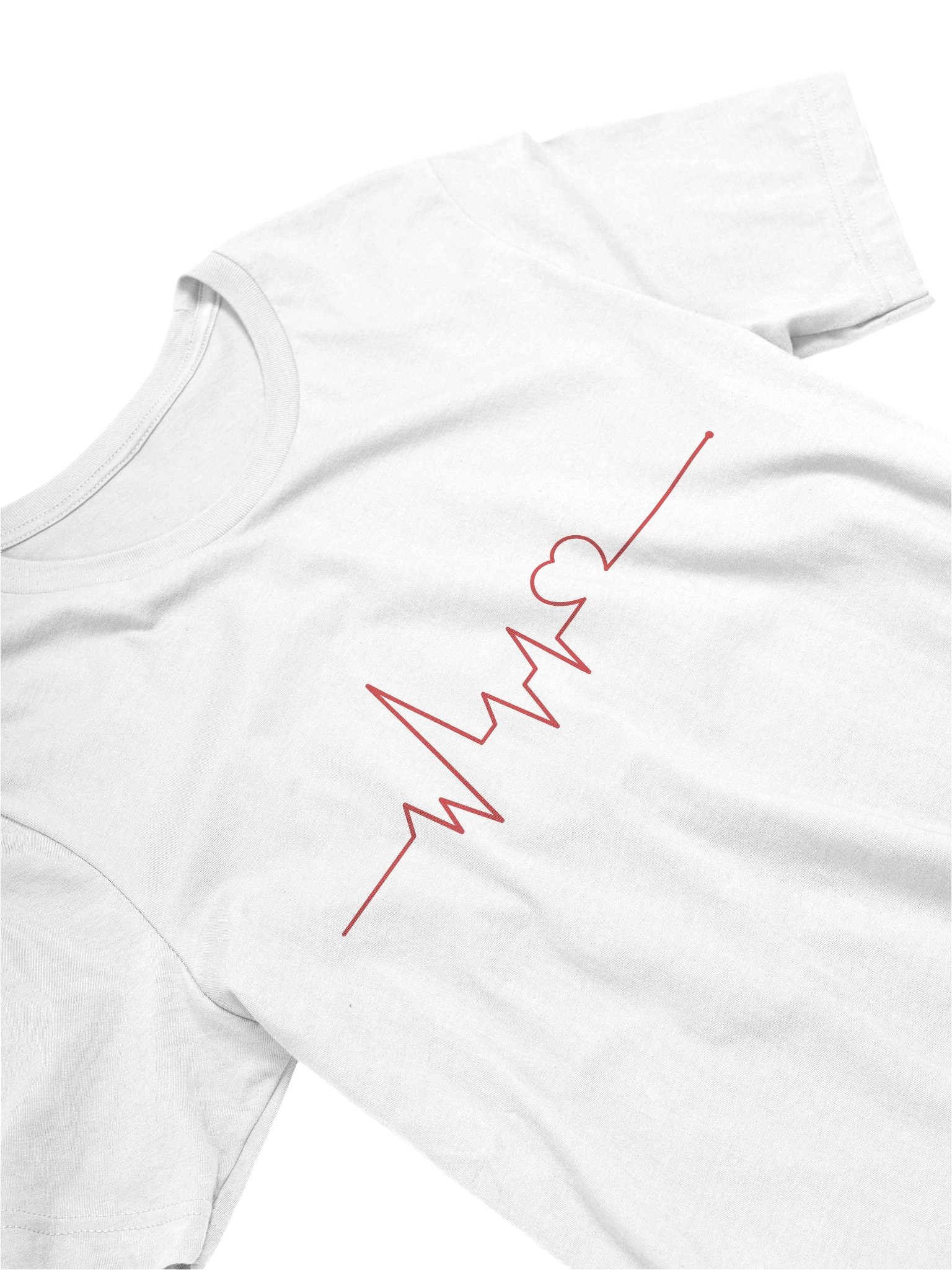 Minimalist Heartbeat Graphic T-Shirt - Red EKG Line Art Tee product image (3)
