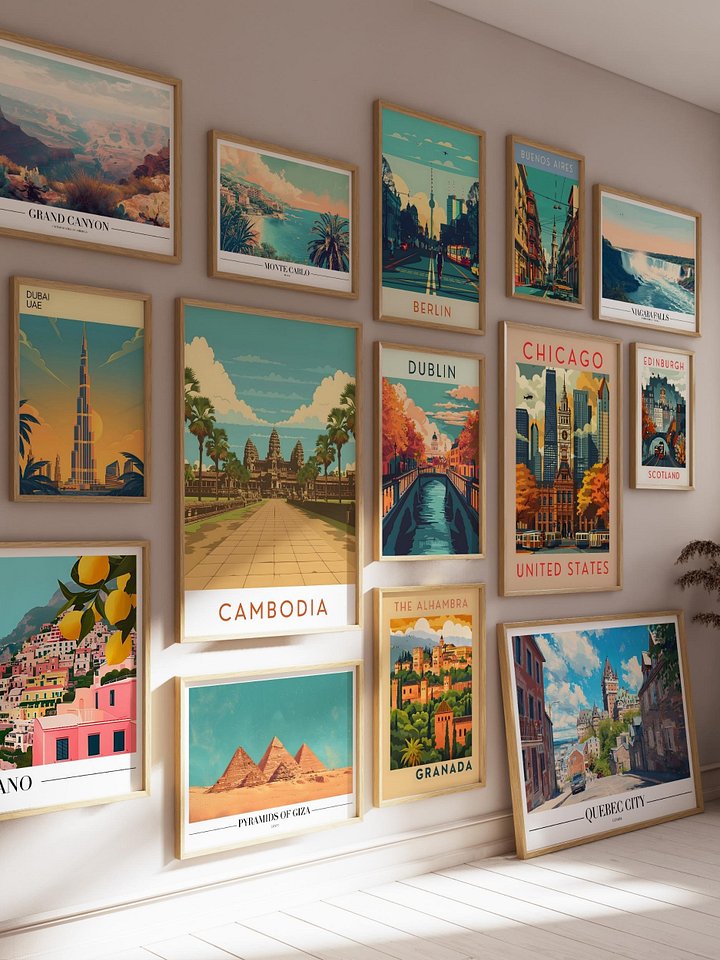 1250 Travel Poster Retro Aesthetic Vintage Travel Wall Art product image (2)