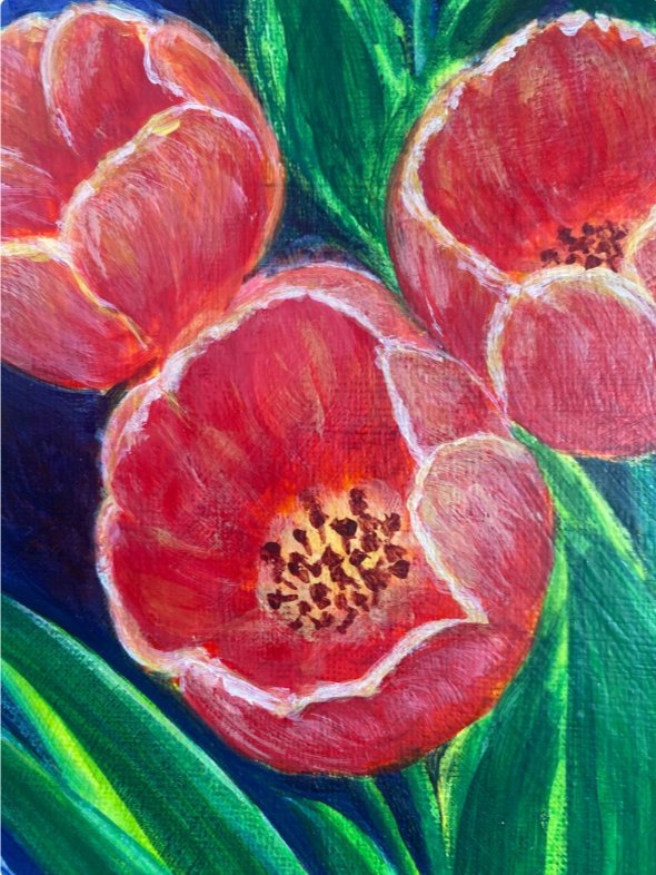 LUXURY IN BLOOM: RED TULIPS ORIGINAL ACRYLIC PAINTING product image (2)