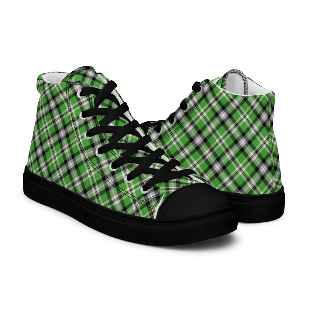 Bright Green Plaid Men's High Top Shoes product image (7)