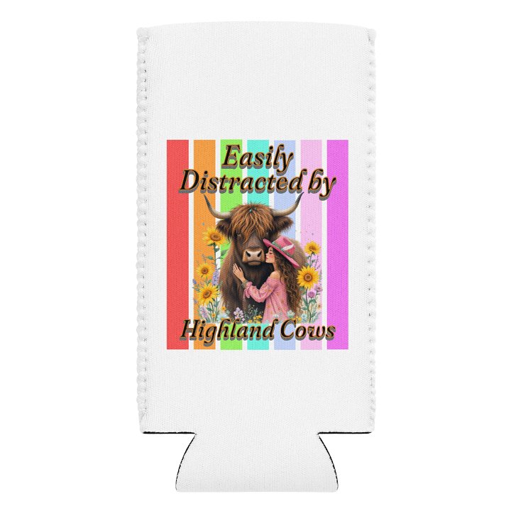 Easily Distracted By Highland Cow Embrace Can Cooler product image (1)