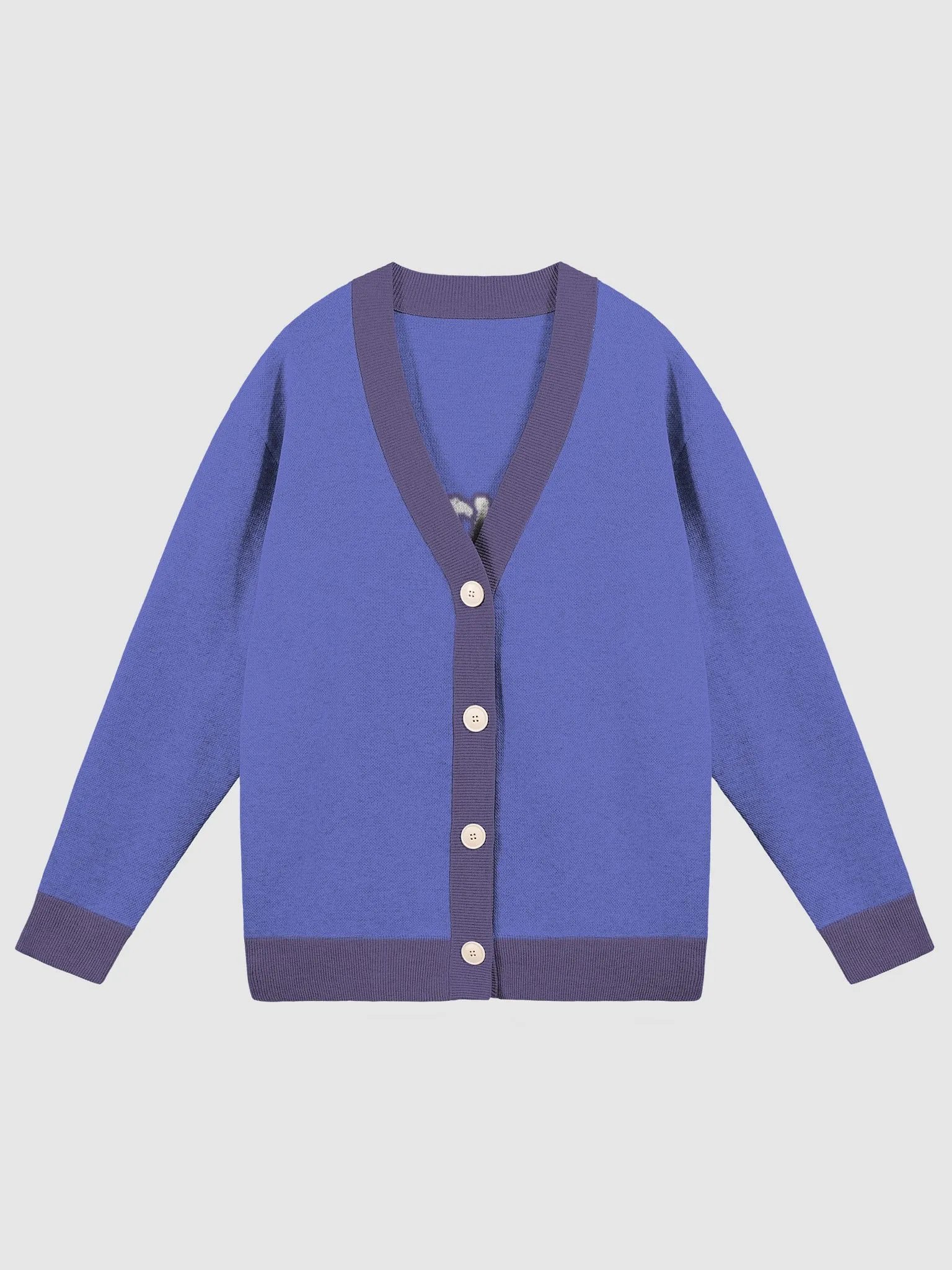 HABITUAL INSTIGATIOR (lg. lined design, duotone violet and taupe) knitwear cardigan product image (1)