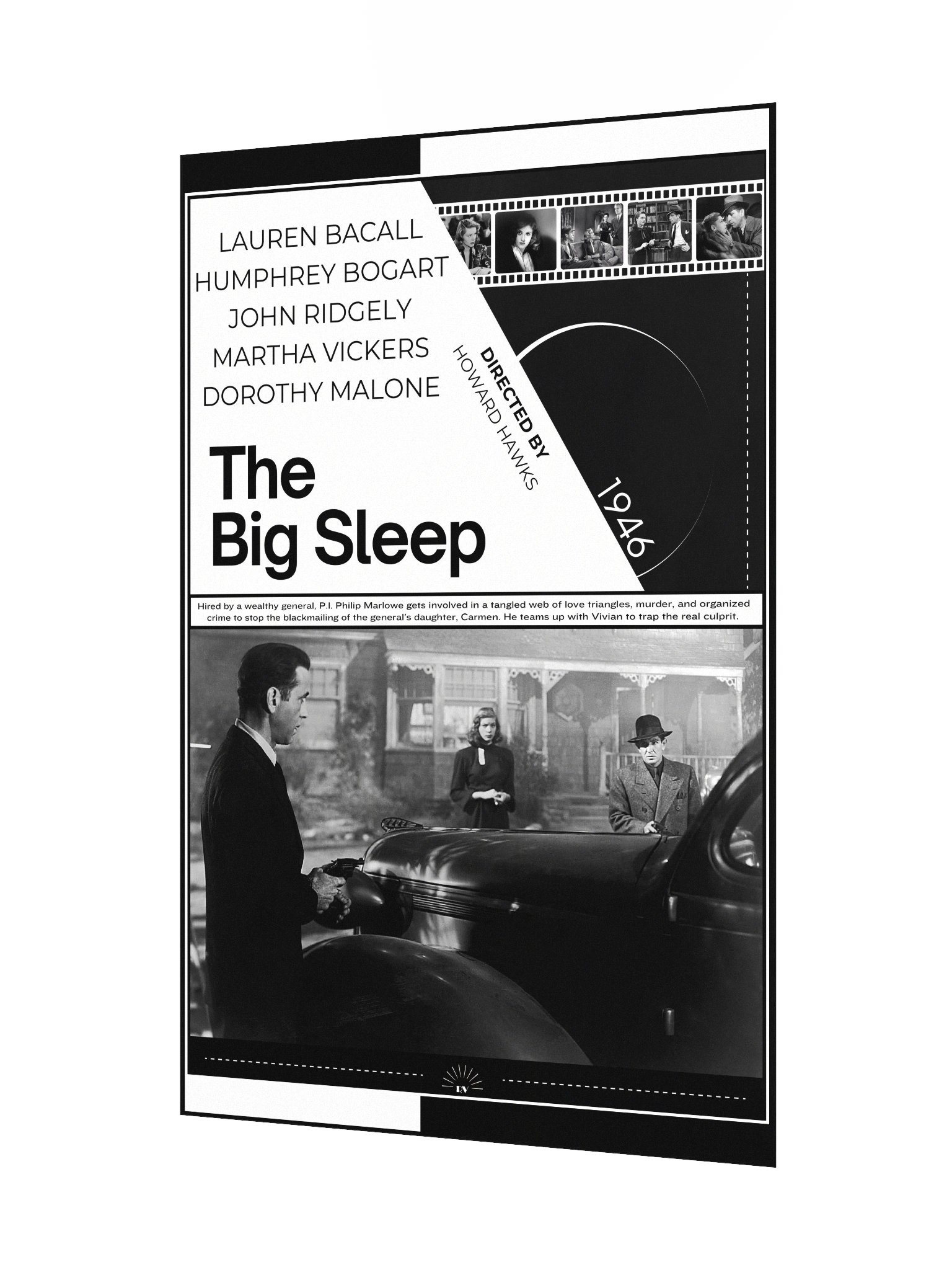 The Big Sleep with Humphrey Bogart and Lauren Bacall 1946 | Movie Poster | 12x18 Wall Art product image (3)