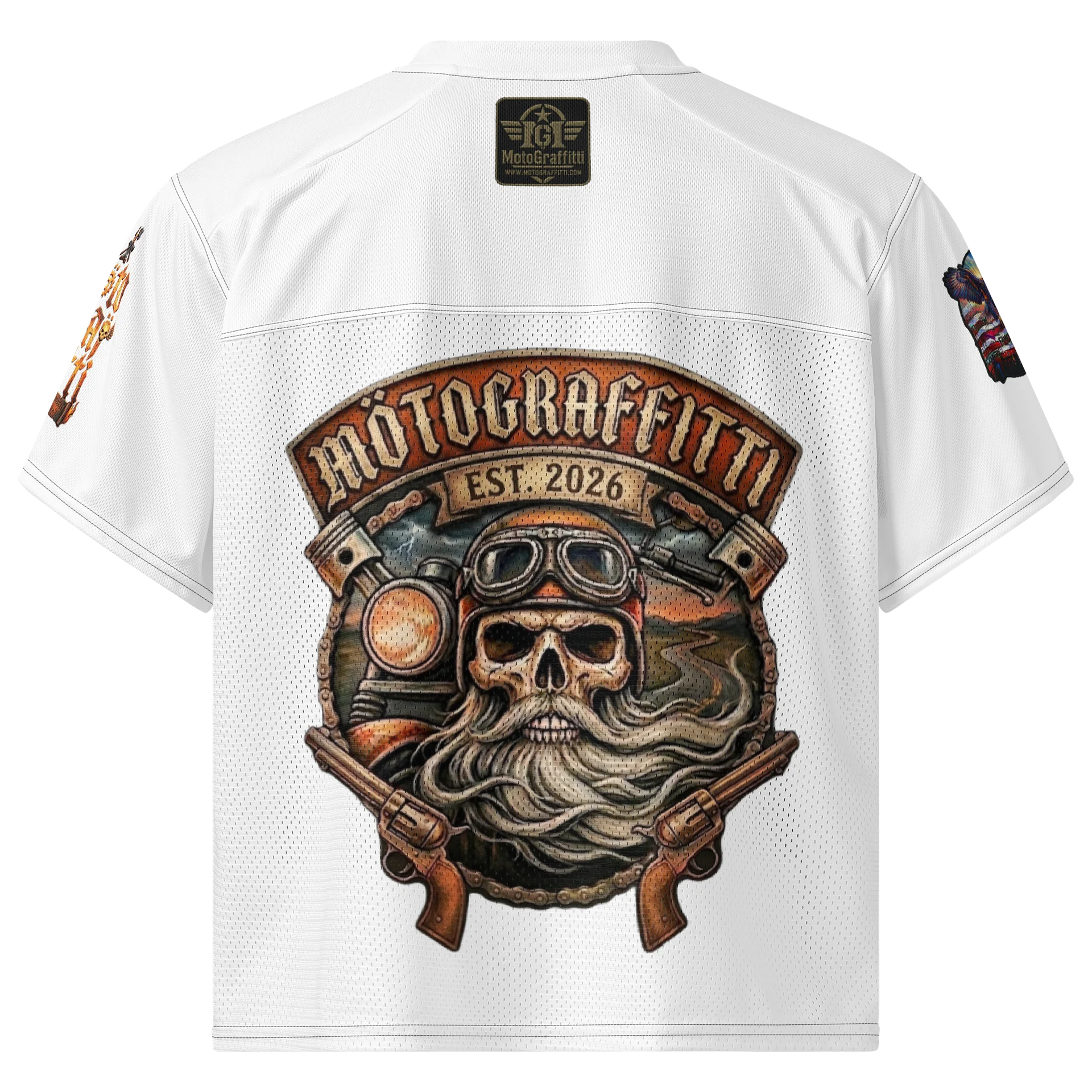 MötoGraffitti MotoMan White Football Jersey product image (2)