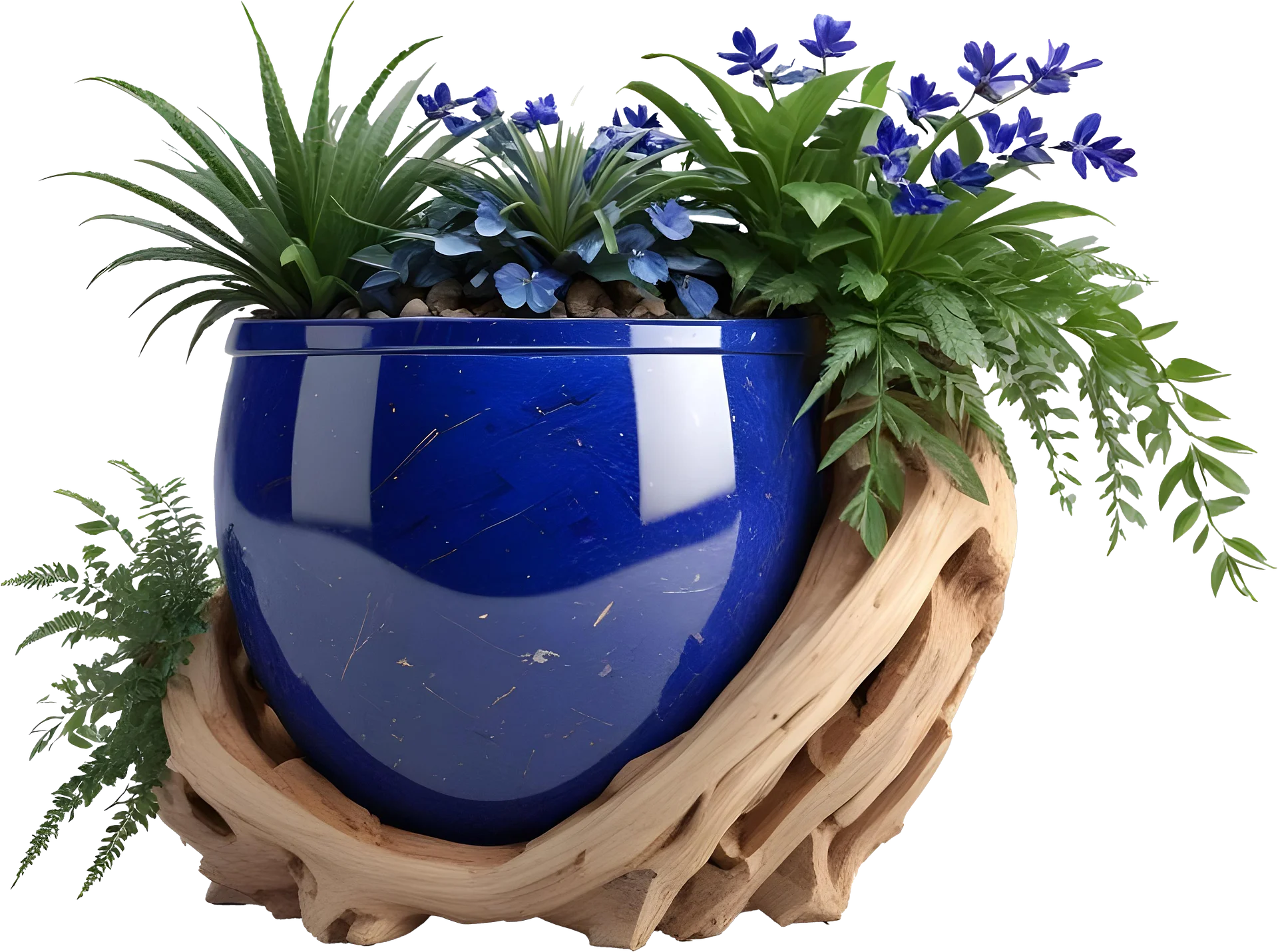 Wood & Lapis Elegance – Vase PNG product image (1)