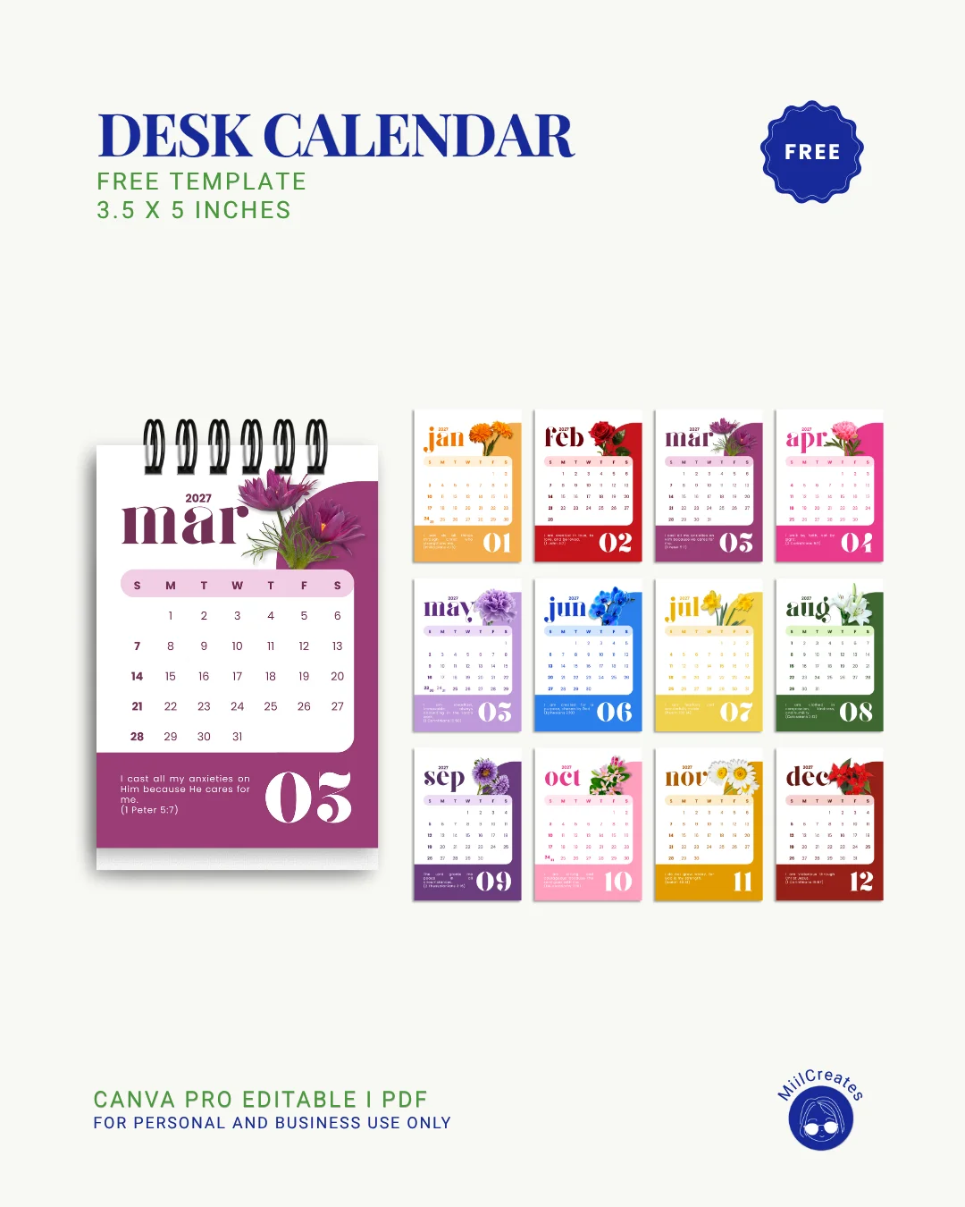 2027 Desk Calendar Template product image (1)