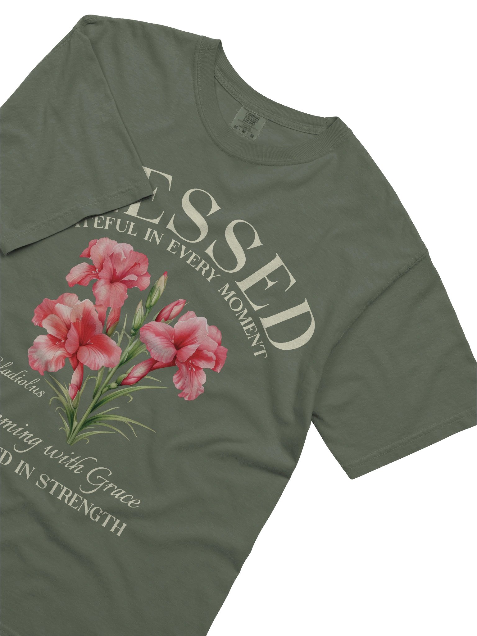August Blessed Gladiolus Flower Shirt – Blooming with Grace, Rooted in Strength Graphic Tee product image (5)