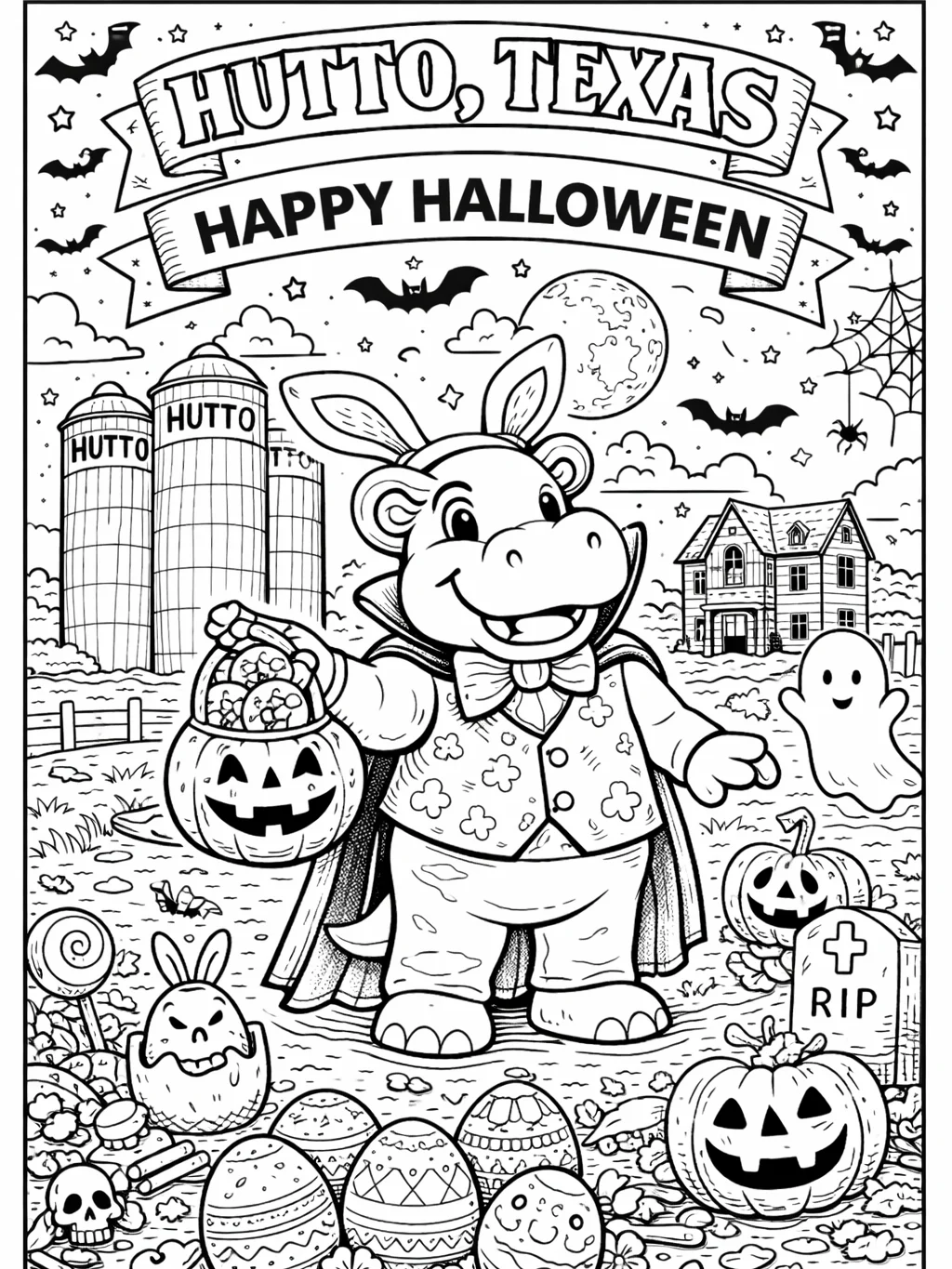 Hutto, Texas 2026 Coloring Book and Calendar of Hutto Hippos – Digital Edition product image (5)