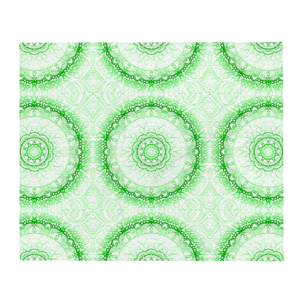 Kaleidoscopic Green Mandala Throw Blanket product image (2)