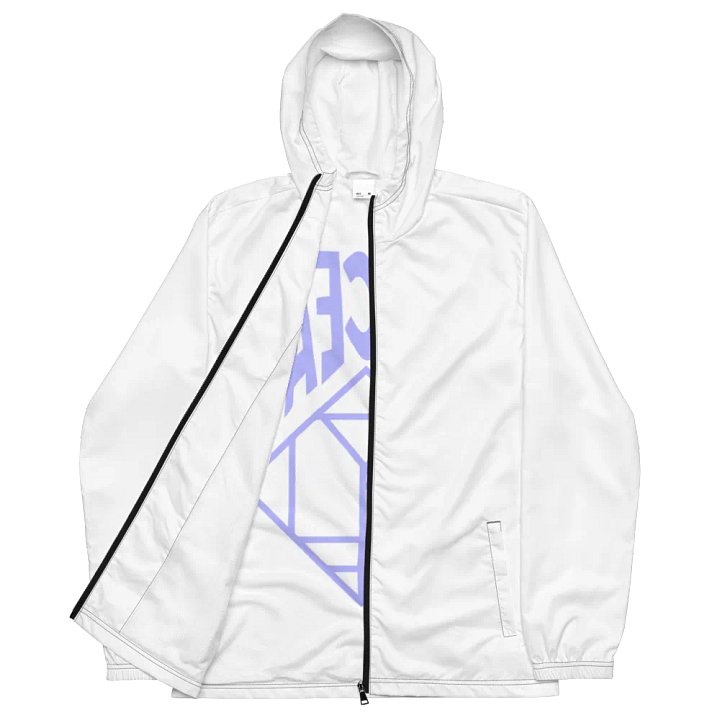 Mid Ceazy White Windbreaker (Blue Logo) product image (2)