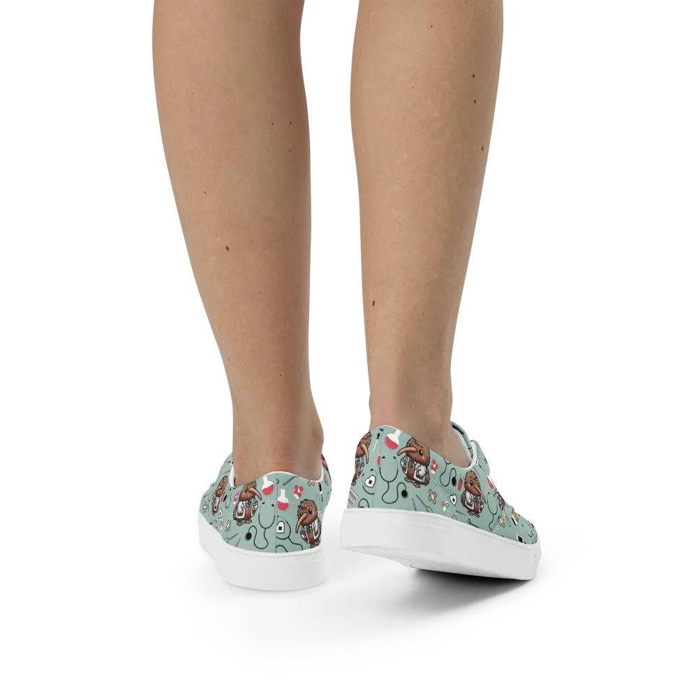 Cute Medical Kiwi Lace-up Canvas Shoes (Opal) product image (3)