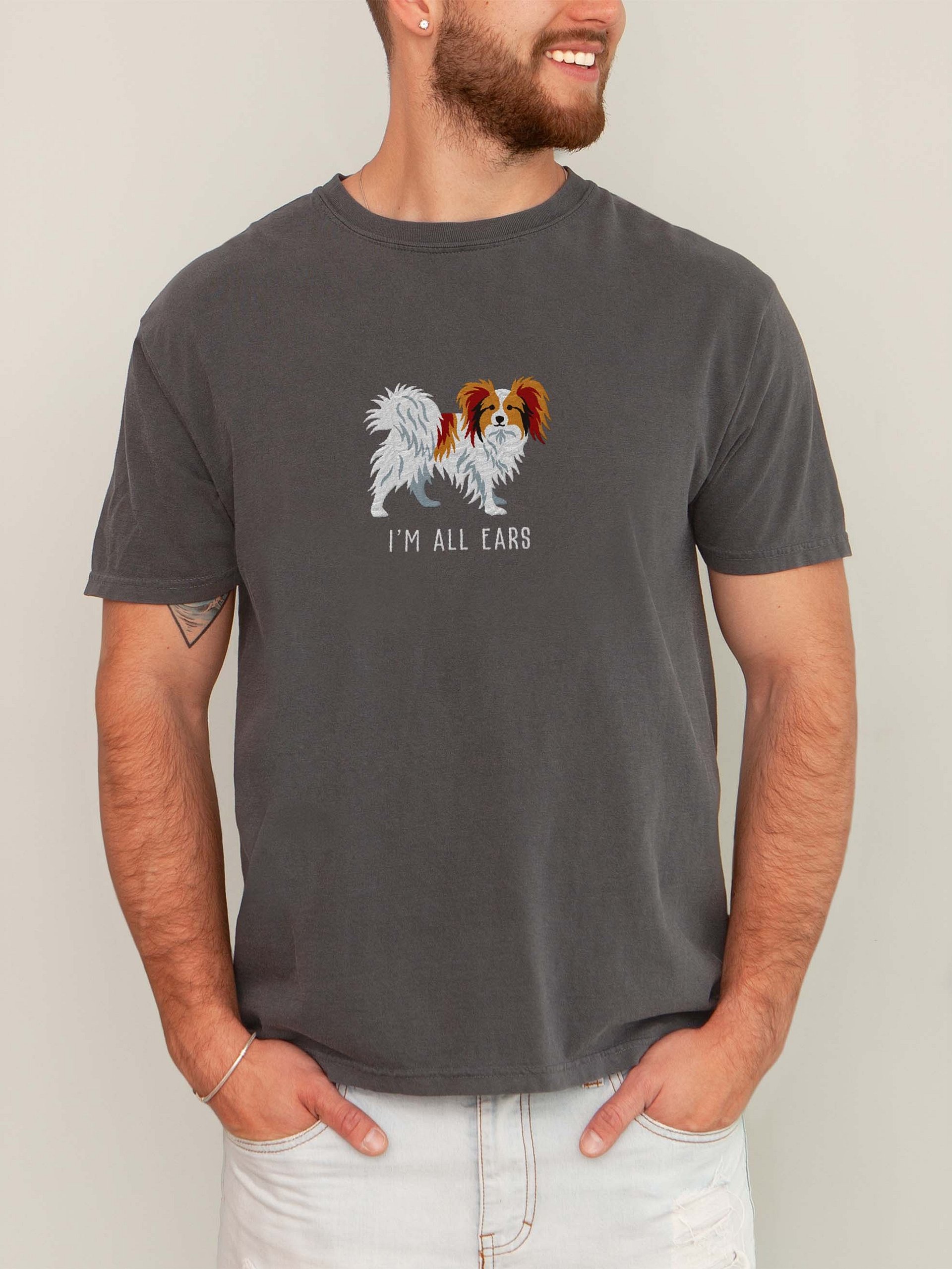 I'm All Ears T-Shirt(Embroidered) of a Papillon(Sable & White) product image (2)
