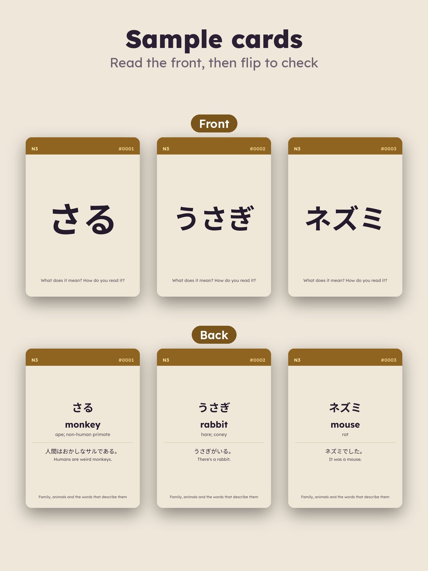 Japanese Flash Cards: JLPT N3 Vocabulary Deck 1 of 3, Words 1 to 532 (zombie.cat) product image (3)