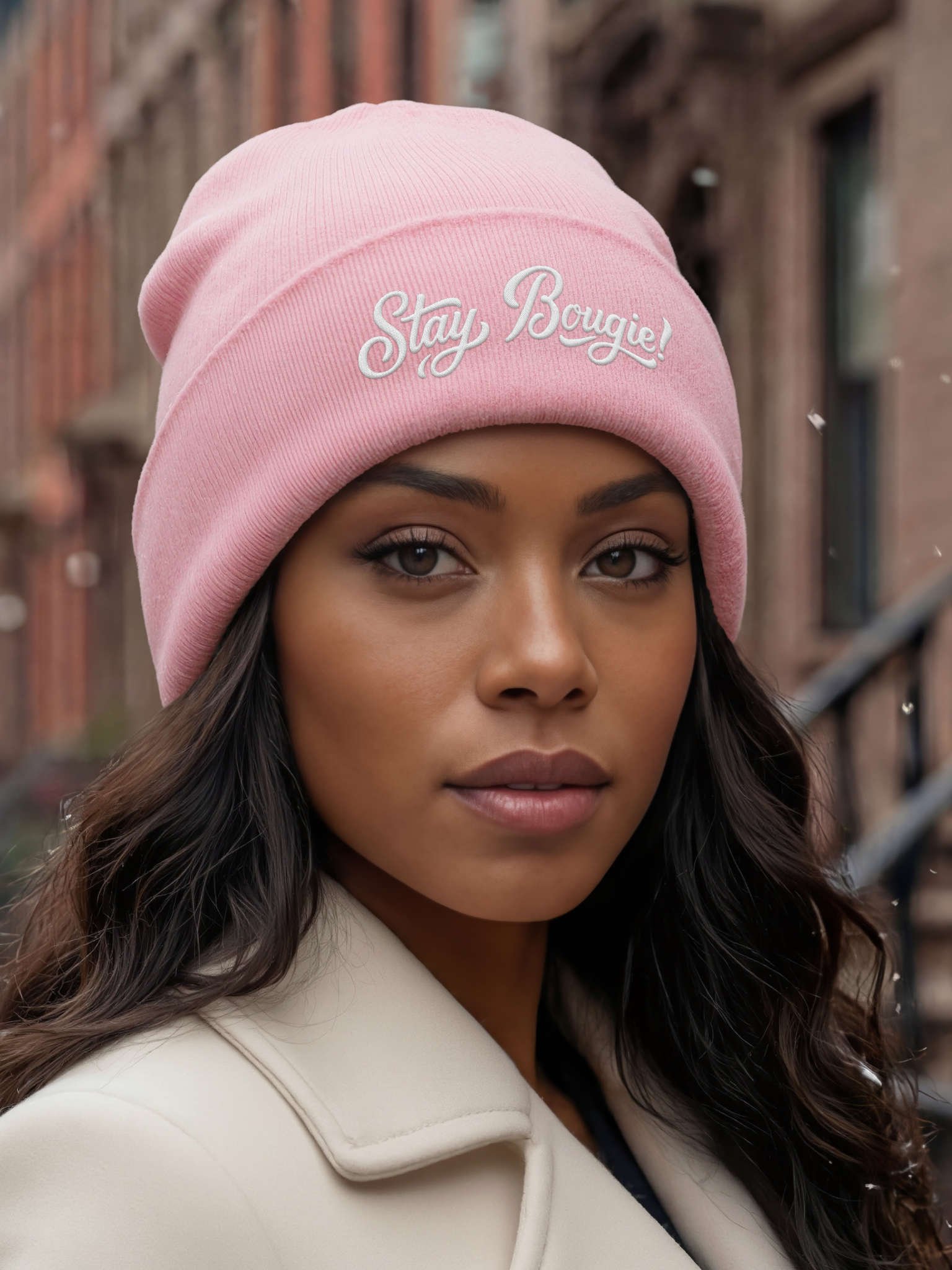 Stay Bougie! Embroidered Cuffed Beanie – Soft & Cozy Unisex Accessory for Everyday Elegance product image (3)