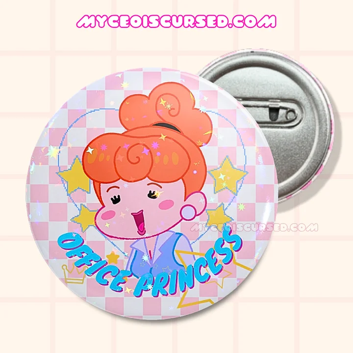 Office Princess - Holographic Button Badge 💙 product image (1)