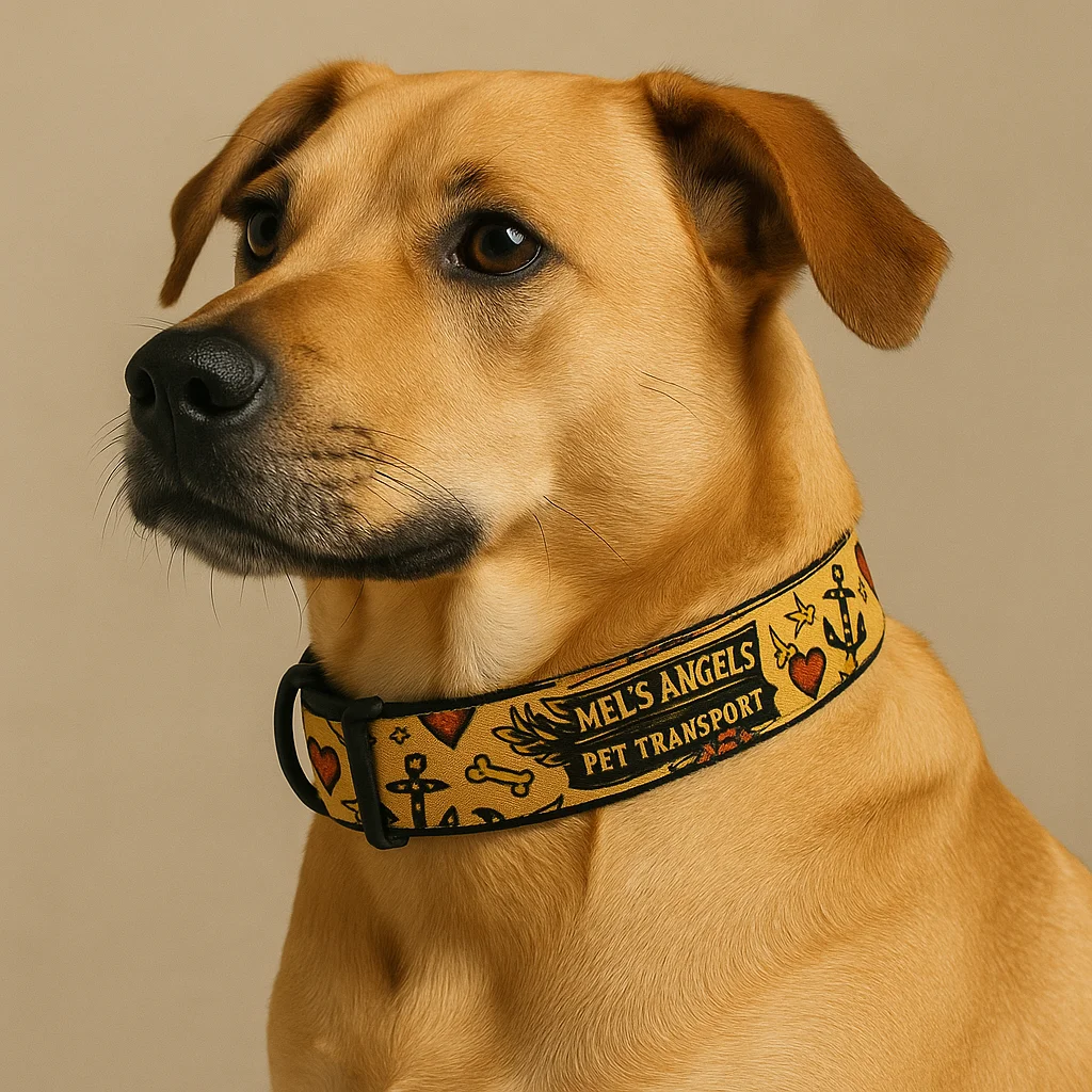Mel’s Angels Tattoo Flash Dog Collar – Vintage Anchor, Roses & Hearts Design | Adjustable Comfort Pet Collar (S–L) product image (3)