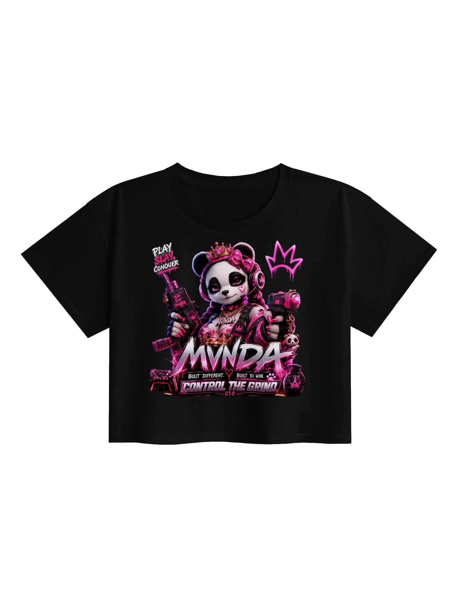 MVNDA™ “Play. Slay. Conquer.” Women’s Crop Top product image (1)