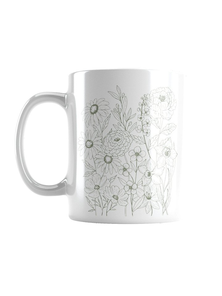 Taza Floral Botánica Minimalista | Taza de Flores en Verde Salvia | Regalo Elegante para Amantes de la Naturaleza product image (1)