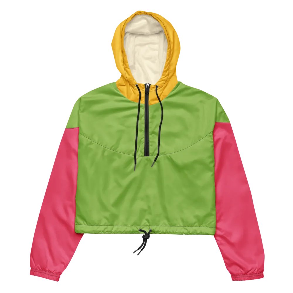 Lime/Pink/Yellow Colorblock Cropped Windbreaker product image (2)
