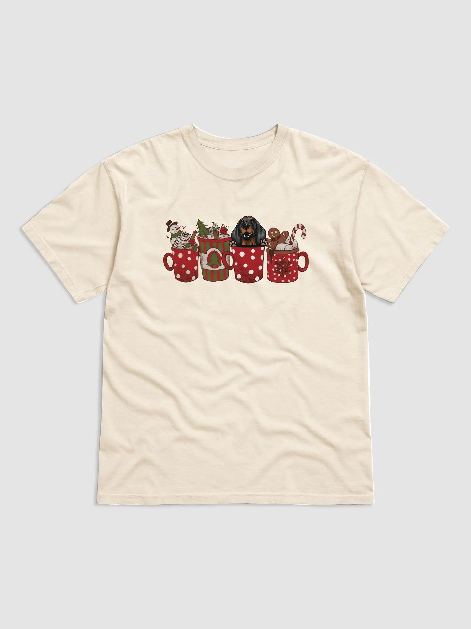 Cute Dachshund in a Christmas Cup T-Shirt | Funny Christmas Doxie/Wiener Pup in a Cup product image (14)